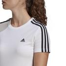 Blanc/Noir - Primeblue adidas - Essentials Slim 3-Stripe T-Shirt Womens - 5