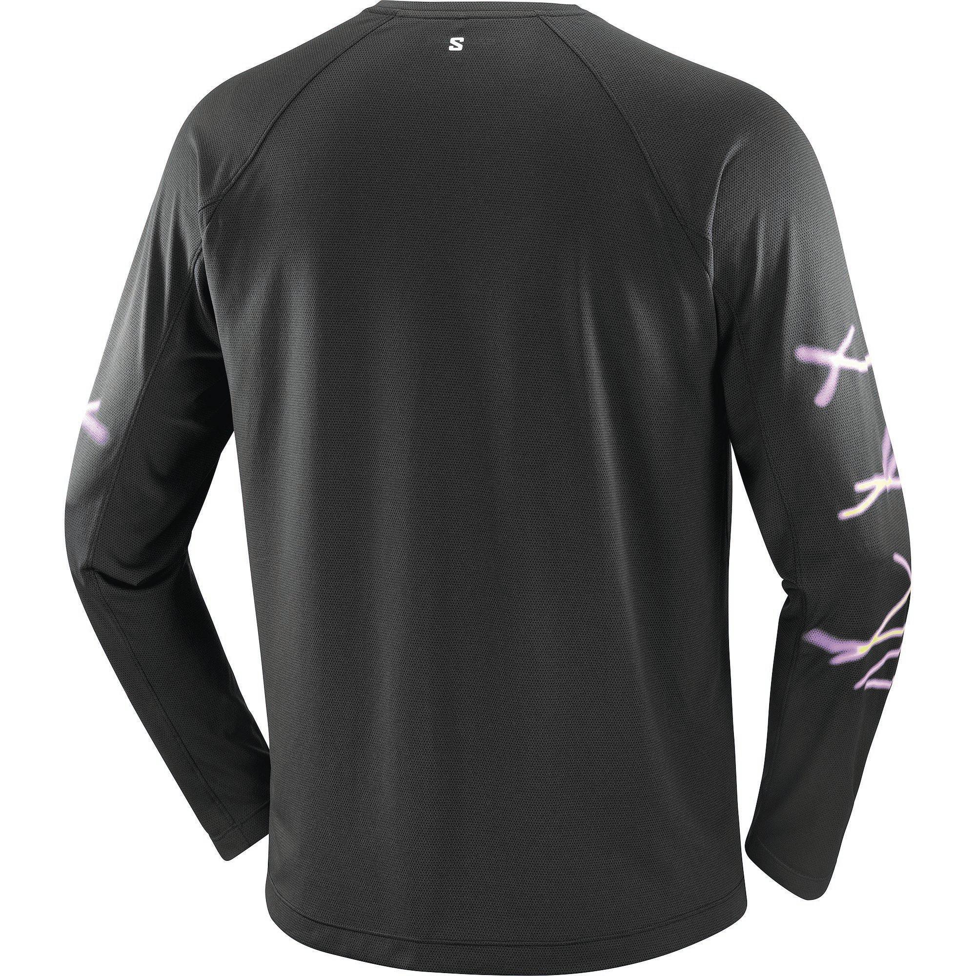 Crna - Salomon - SHAKEout Core Graphice LS Running Tee Mens - 2