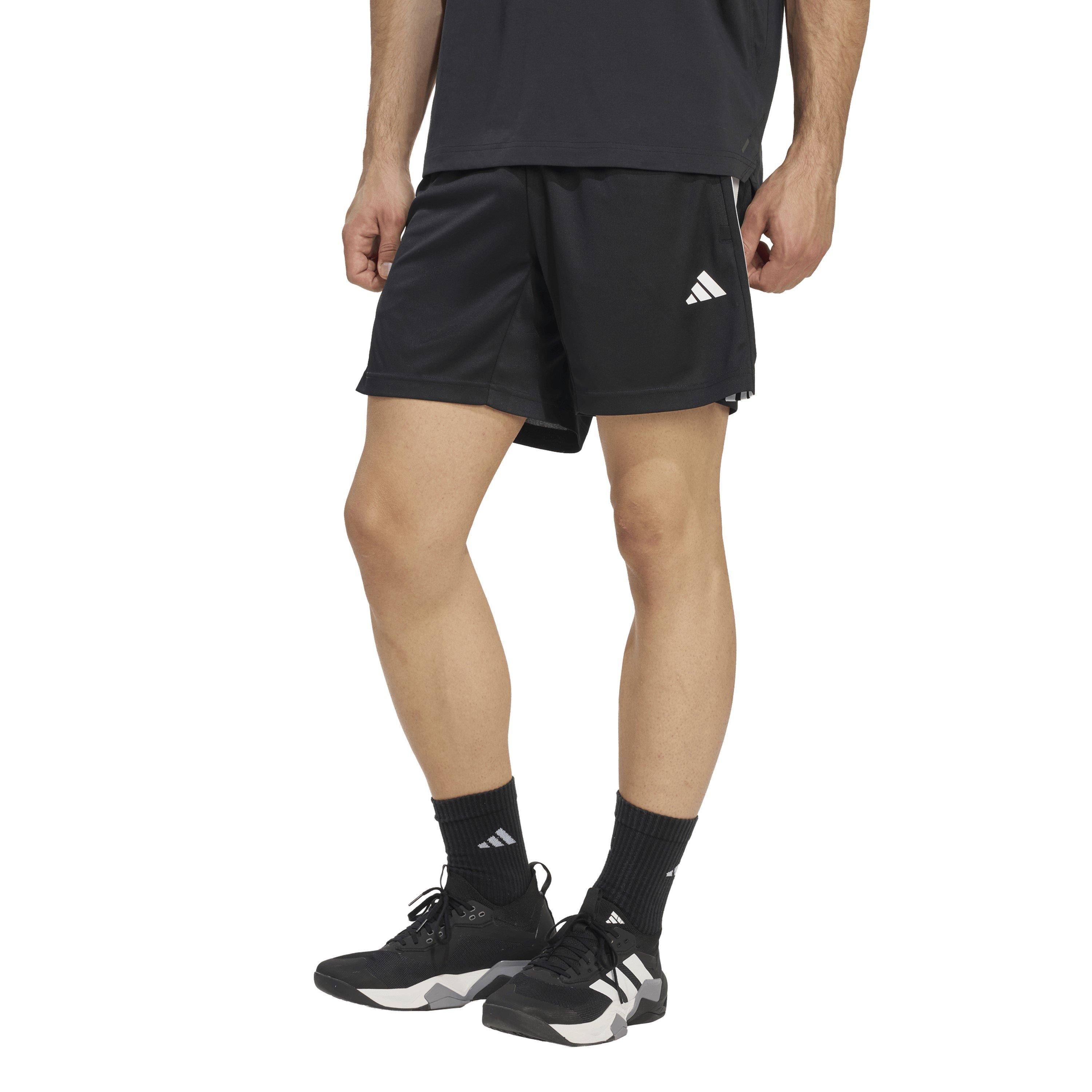 Black/White - adidas - 3 Stripe Essentials Pique Training Shorts Mens - 2