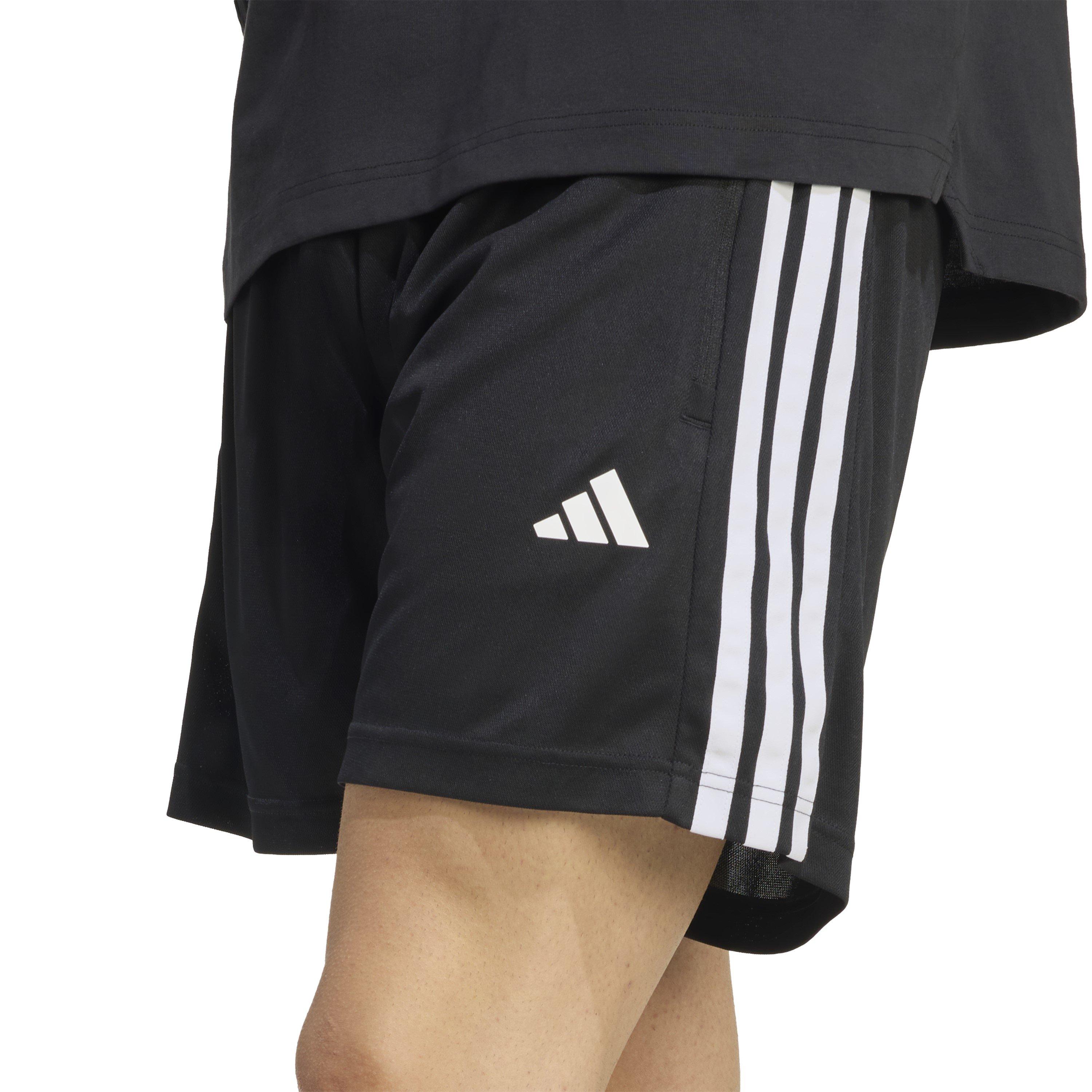 Black/White - adidas - 3 Stripe Essentials Pique Training Shorts Mens - 4