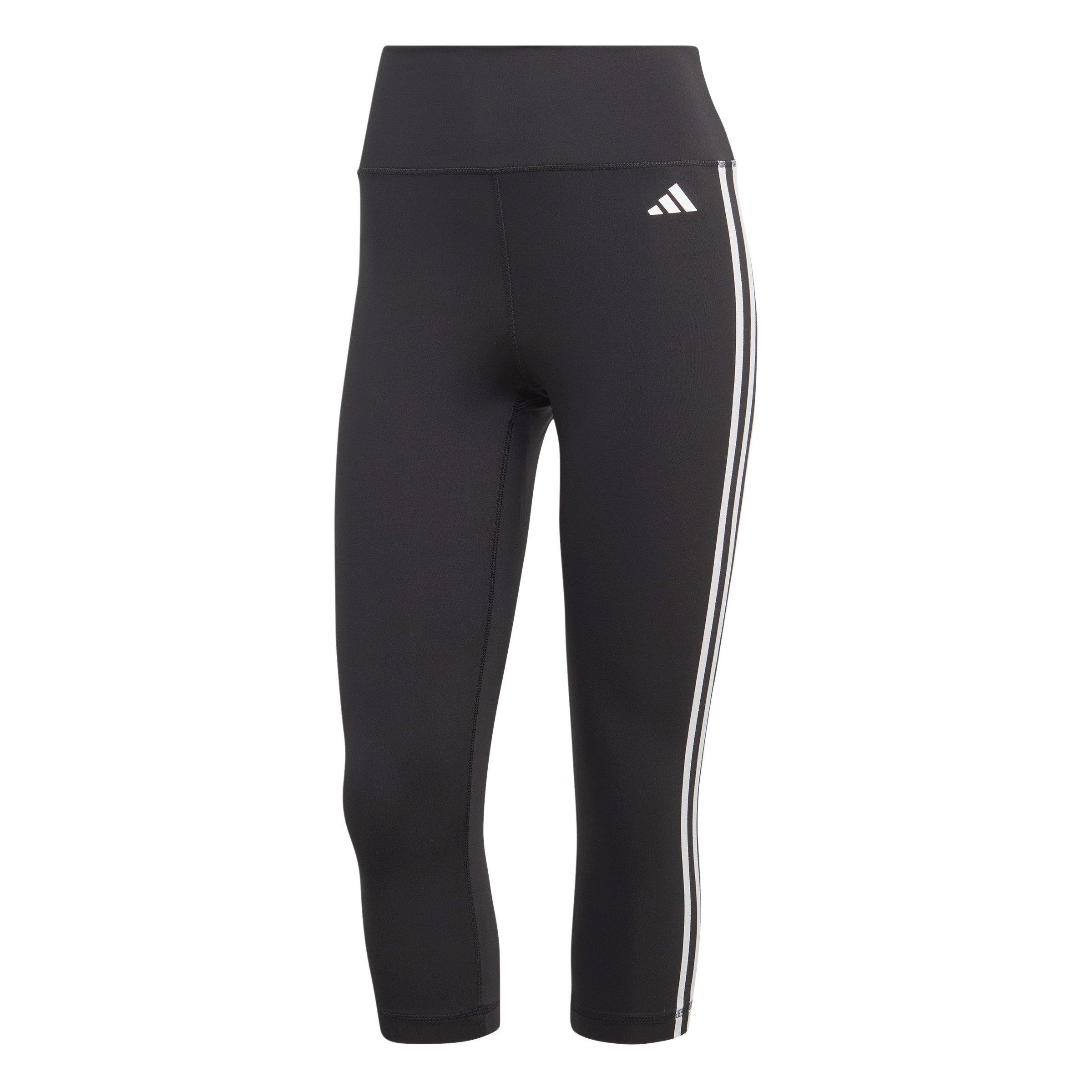 Adidas Women's Train Essentials 3-Stripes High Waisted Three Quarter Leggings - Black - 12 (M)