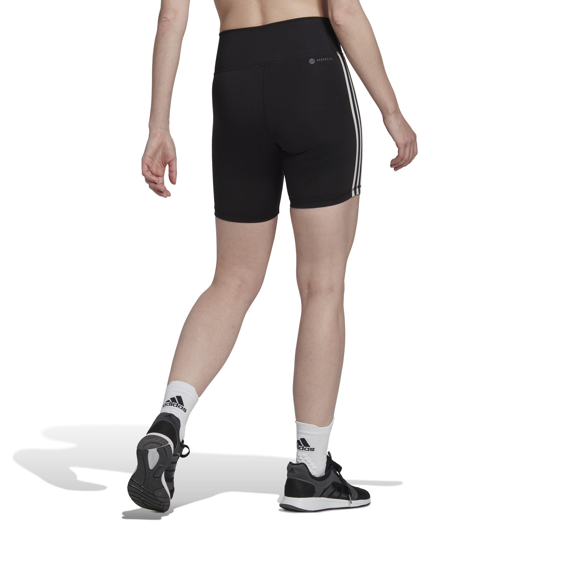 Noir - adidas - Training Essentials 3-Stripes High-Waisted Short Leggings - 4
