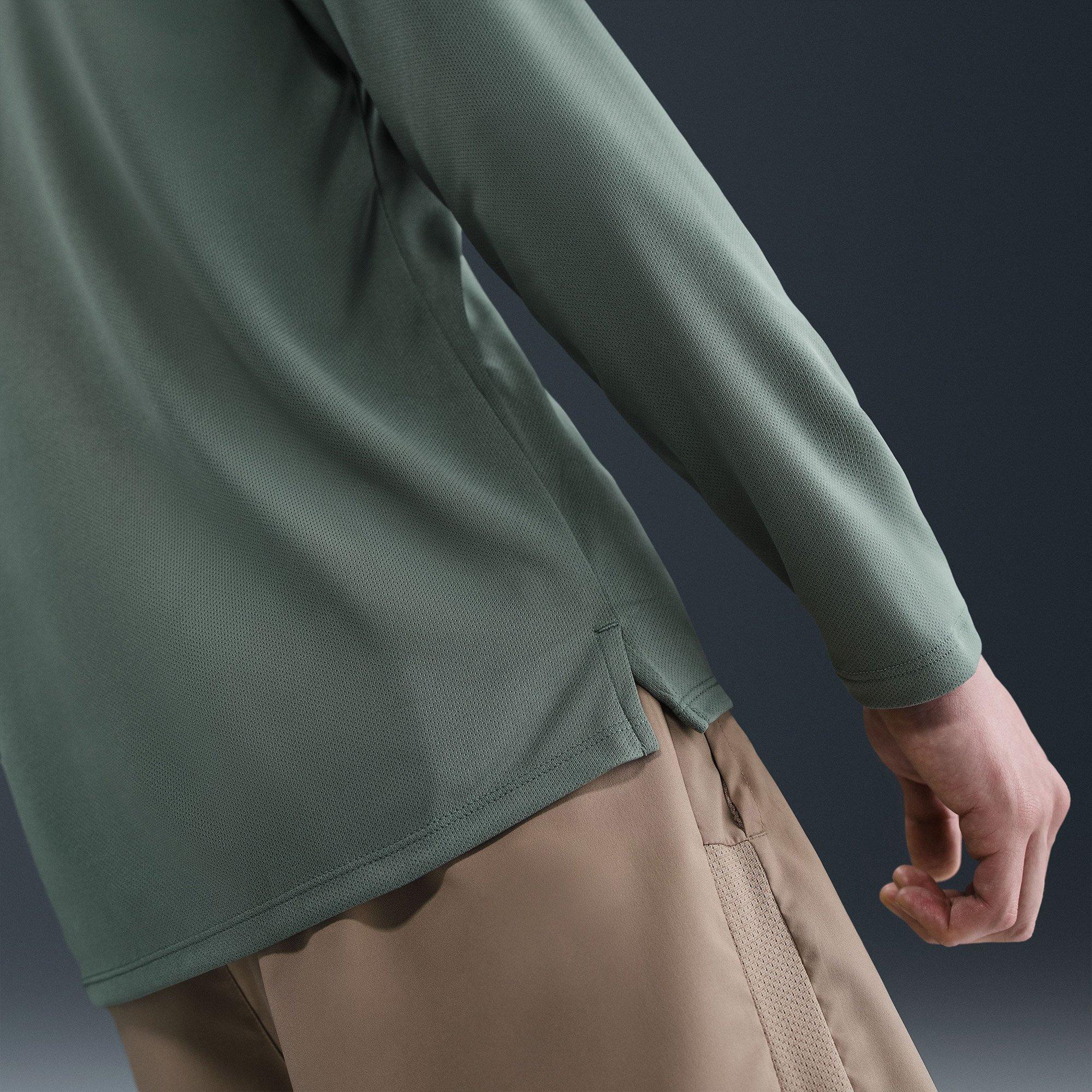 Clay Green/Silv - Nike - Miler Dri FIT UV Mens Long Sleeve Running T Shirt - 4