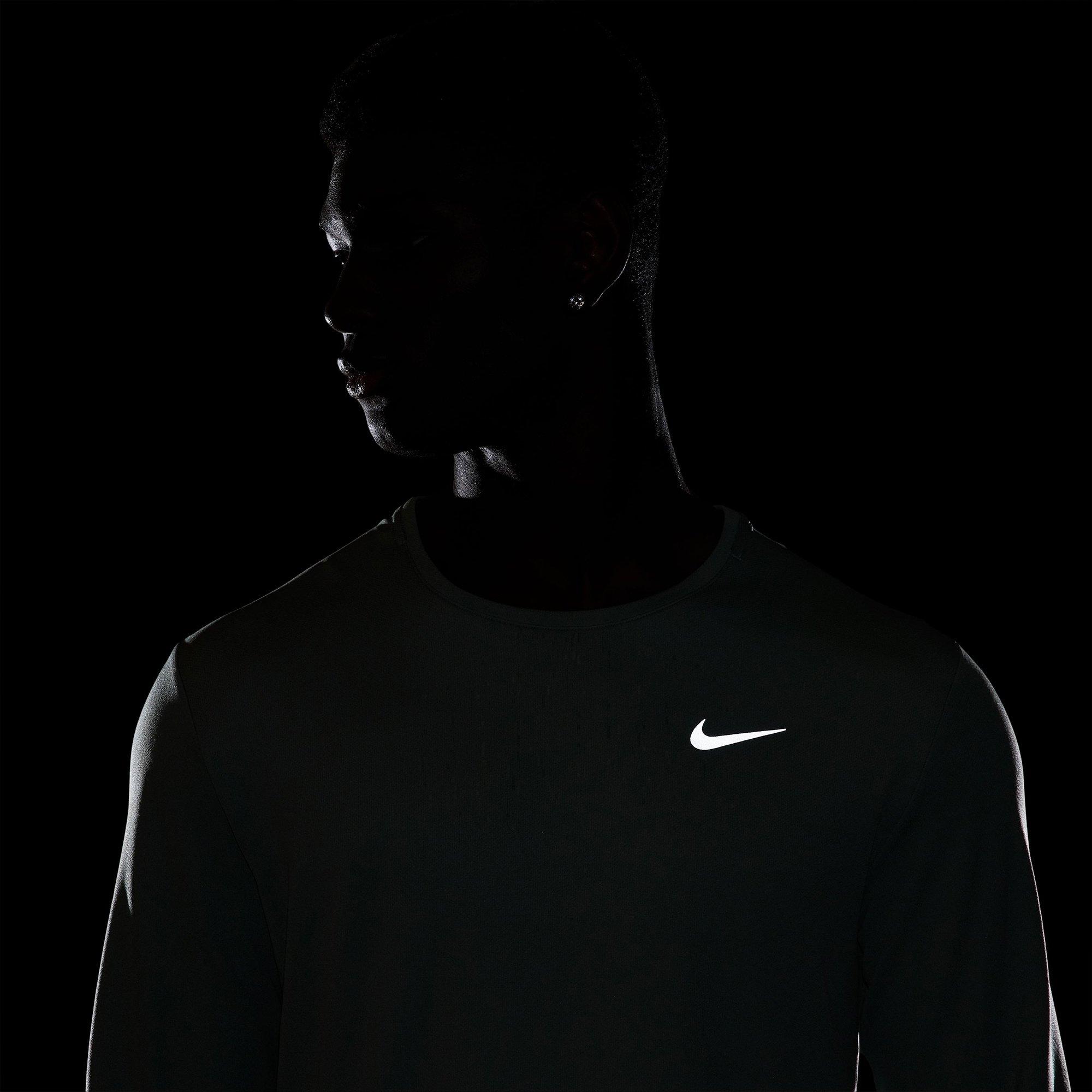 Clay Green/Silv - Nike - Miler Dri FIT UV Mens Long Sleeve Running T Shirt - 5