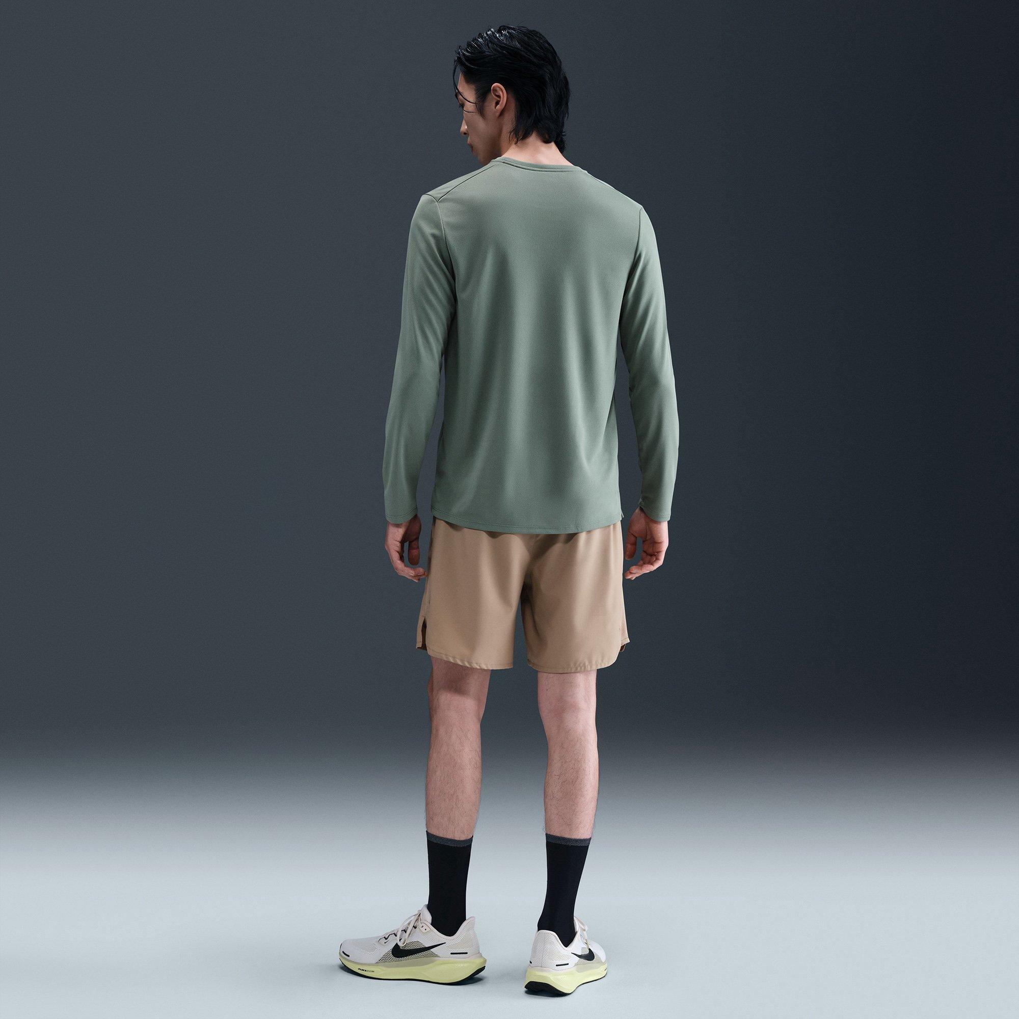 Clay Green/Silv - Nike - Miler Dri FIT UV Mens Long Sleeve Running T Shirt - 7