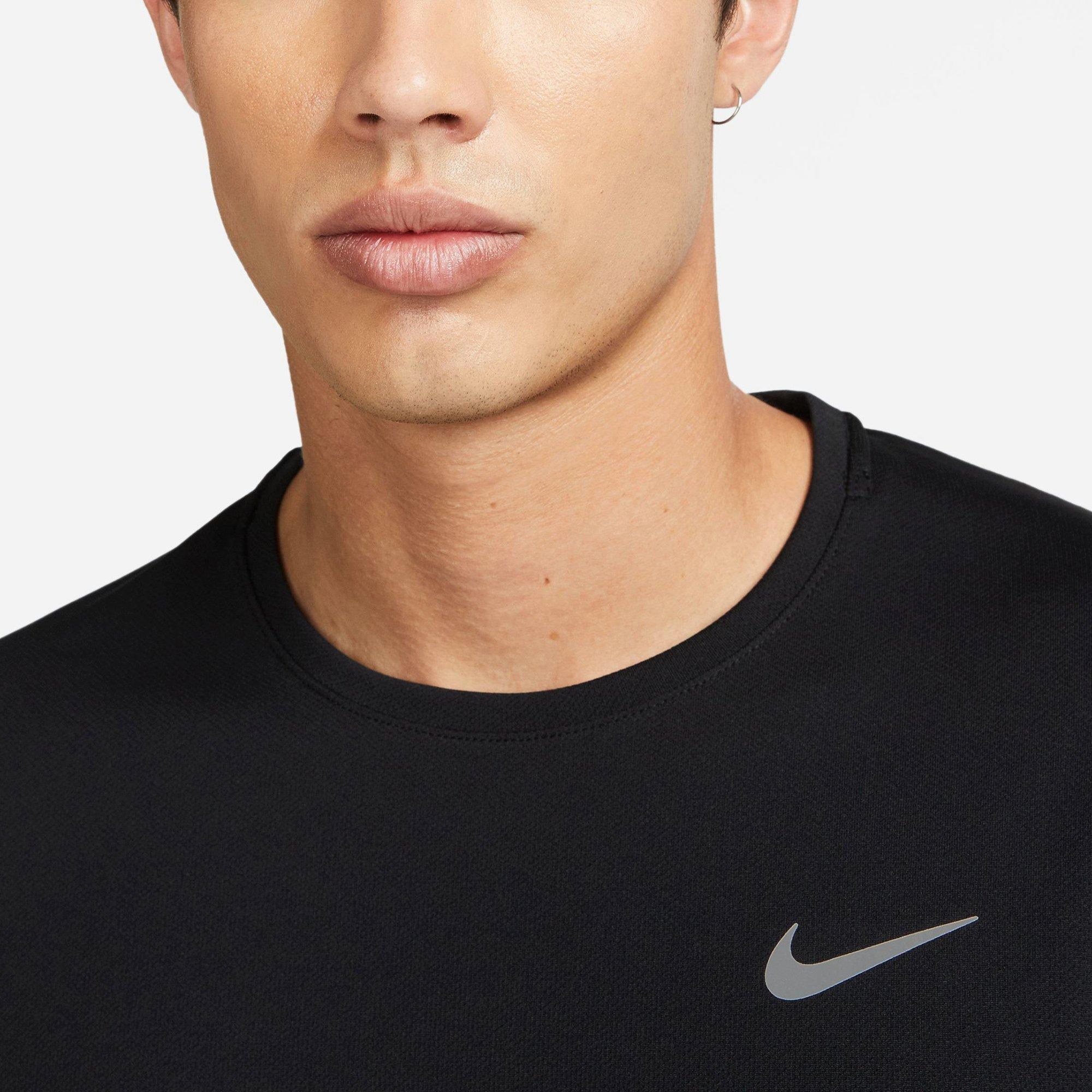 Black/Silver - Nike - Miler Dri FIT UV Mens Long Sleeve Running T Shirt - 3