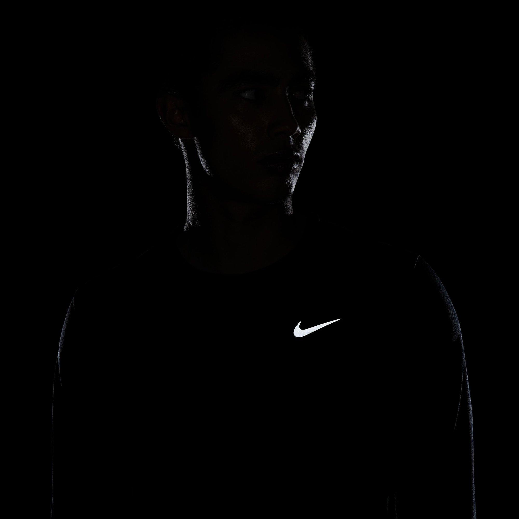 Black/Silver - Nike - Miler Dri FIT UV Mens Long Sleeve Running T Shirt - 5