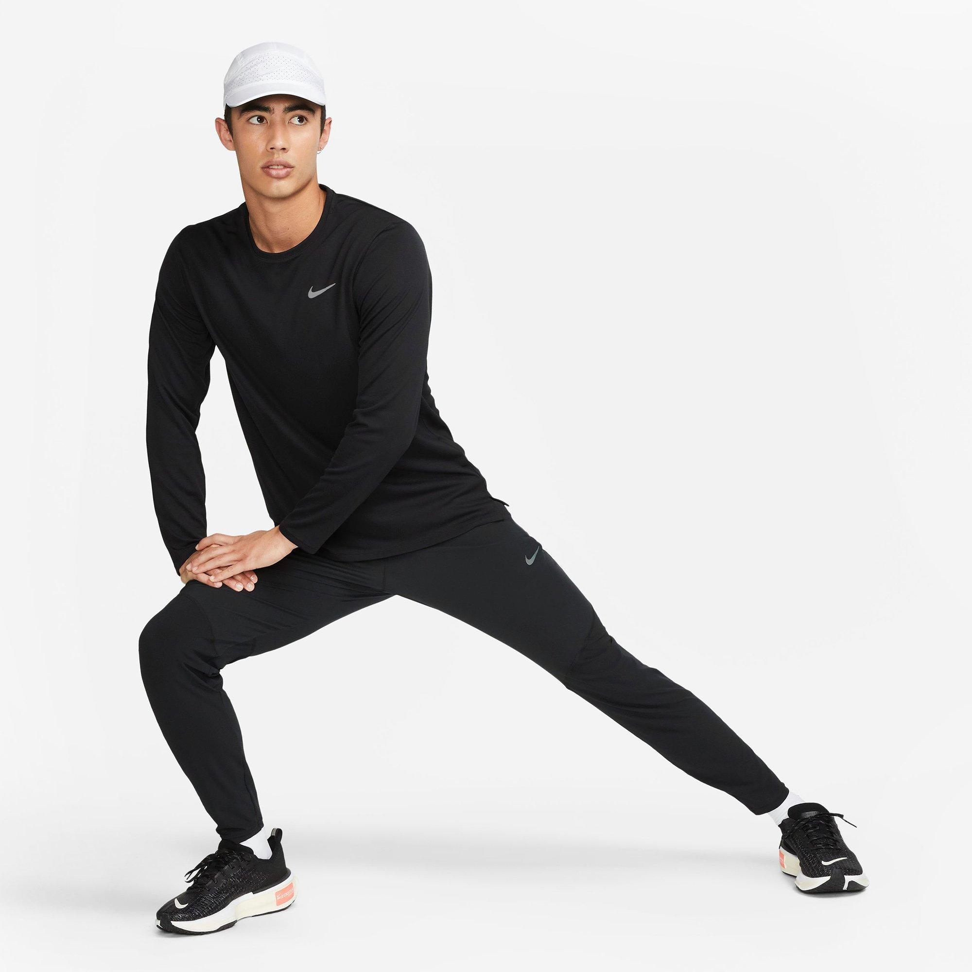 Black/Silver - Nike - Miler Dri FIT UV Mens Long Sleeve Running T Shirt - 7