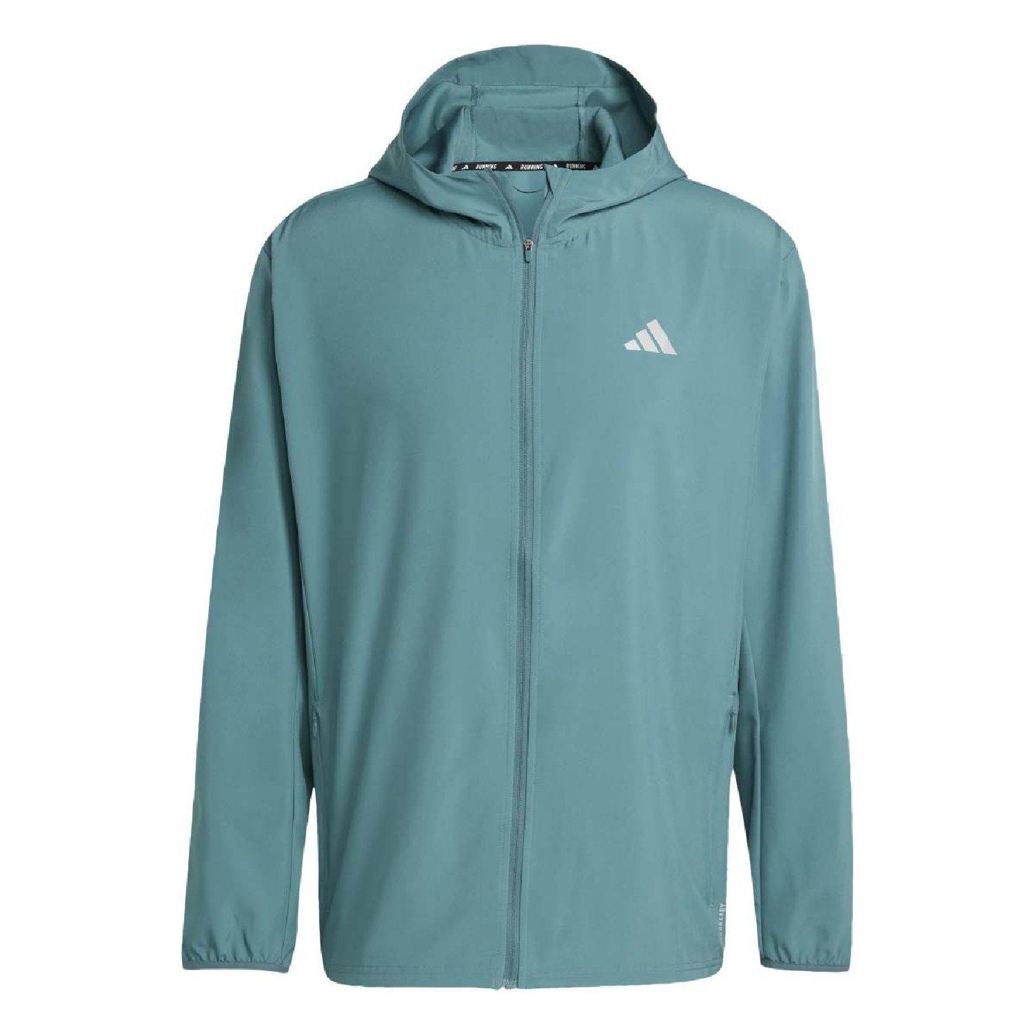 preloved teal - adidas - Men's Run It Full-Zip AEROREADY Hooded Long-Sleeve Running Jacket - 1
