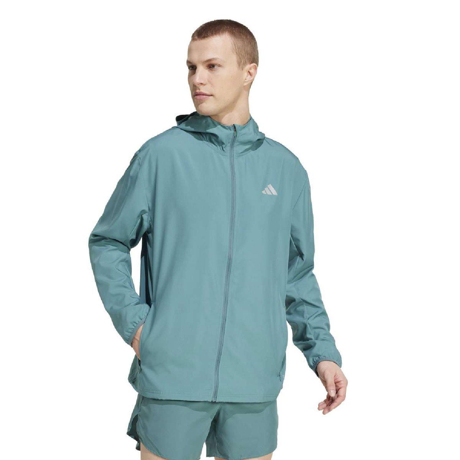 preloved teal - adidas - Men's Run It Full-Zip AEROREADY Hooded Long-Sleeve Running Jacket - 2