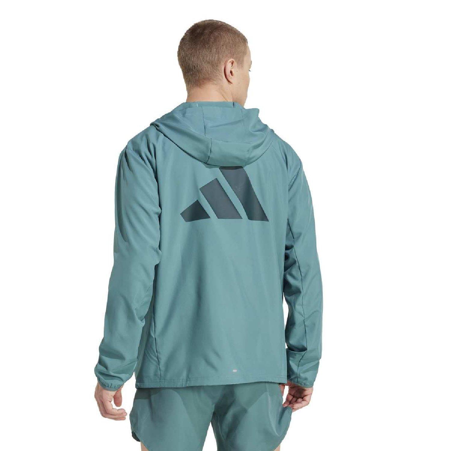 preloved teal - adidas - Men's Run It Full-Zip AEROREADY Hooded Long-Sleeve Running Jacket - 3