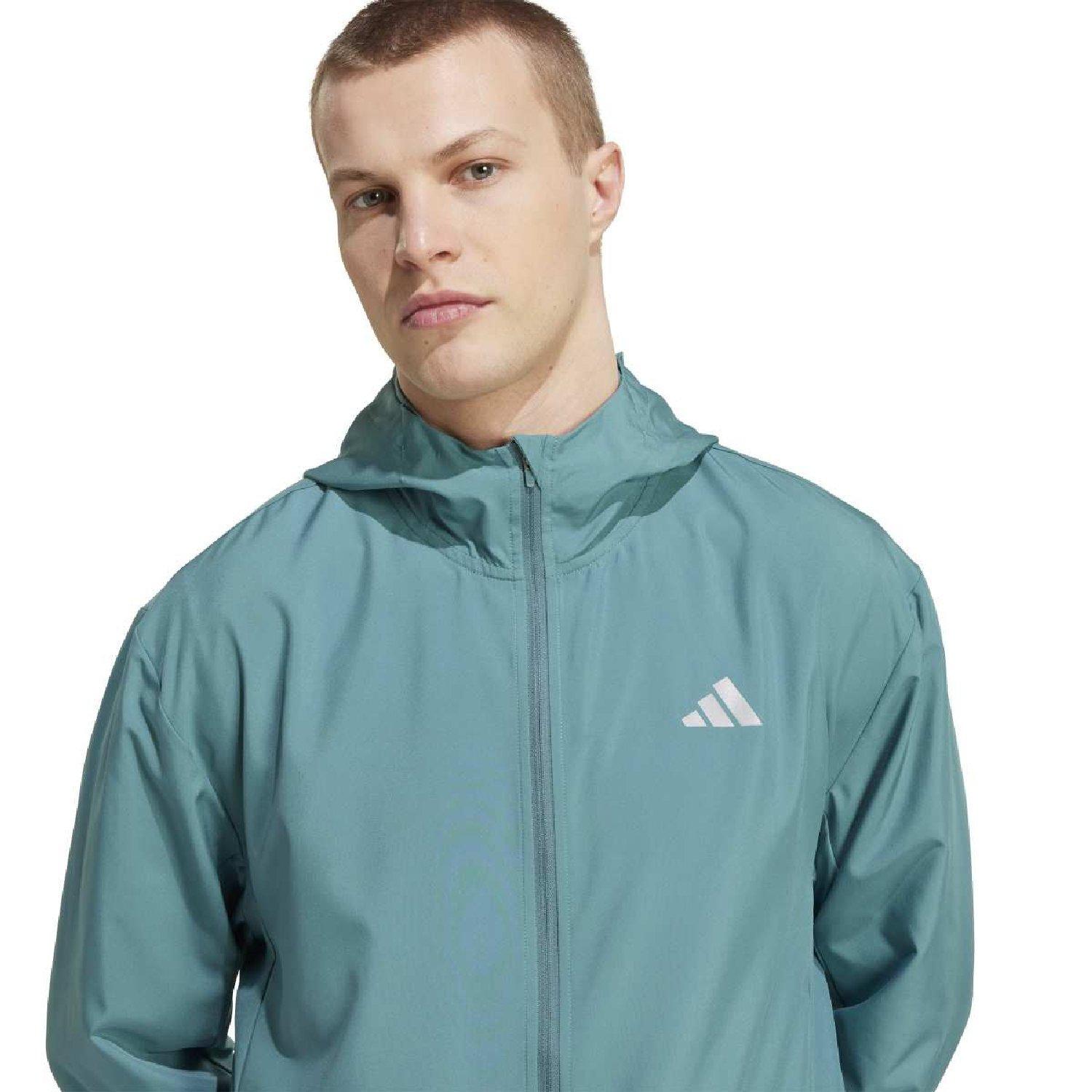 preloved teal - adidas - Men's Run It Full-Zip AEROREADY Hooded Long-Sleeve Running Jacket - 5