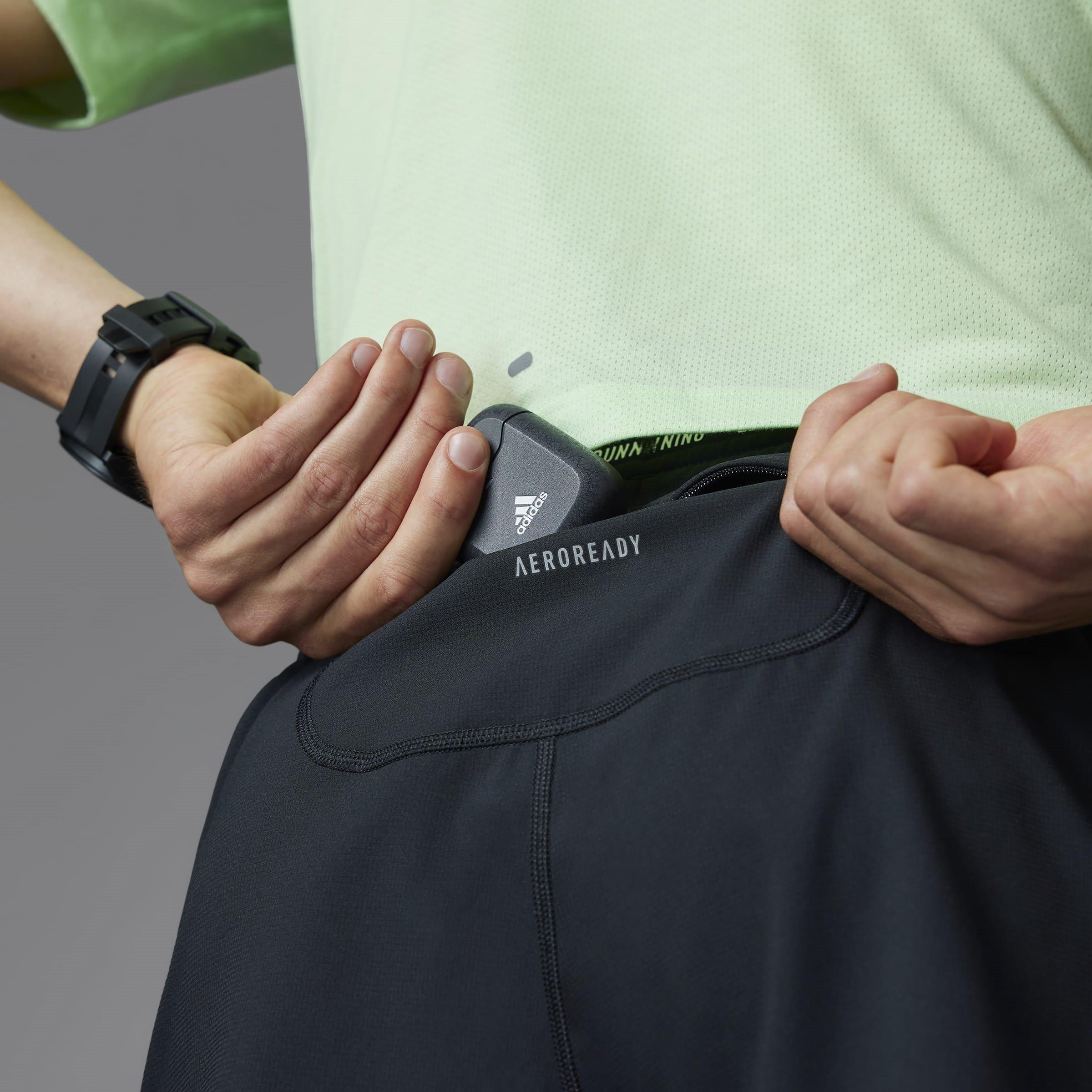 Black - adidas - Own the Run 3-Stripes Mens Performance Shorts - 12