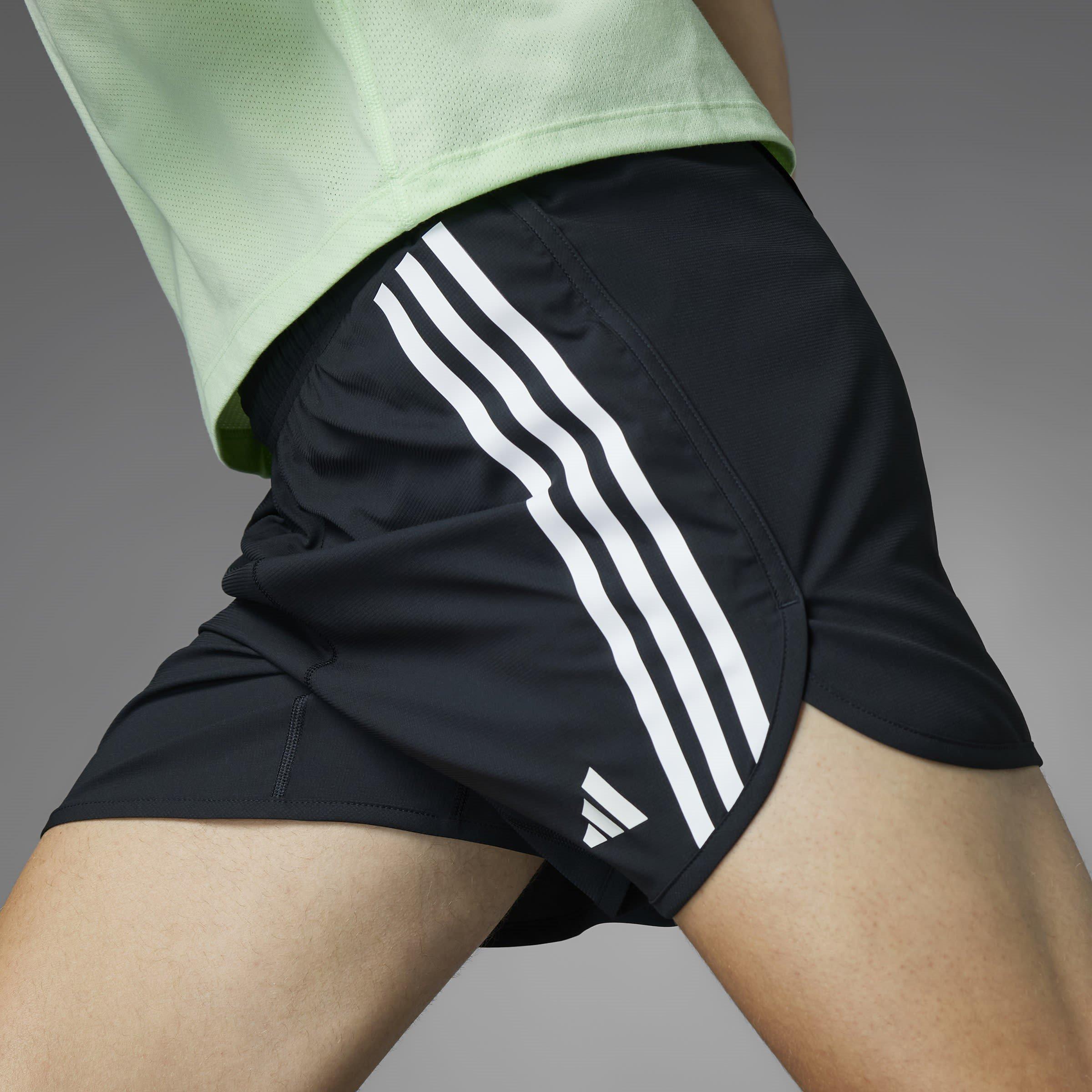 Black - adidas - Own the Run 3-Stripes Mens Performance Shorts - 9
