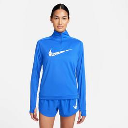 Nike embroidered-logo denim bomber jacket Blue
