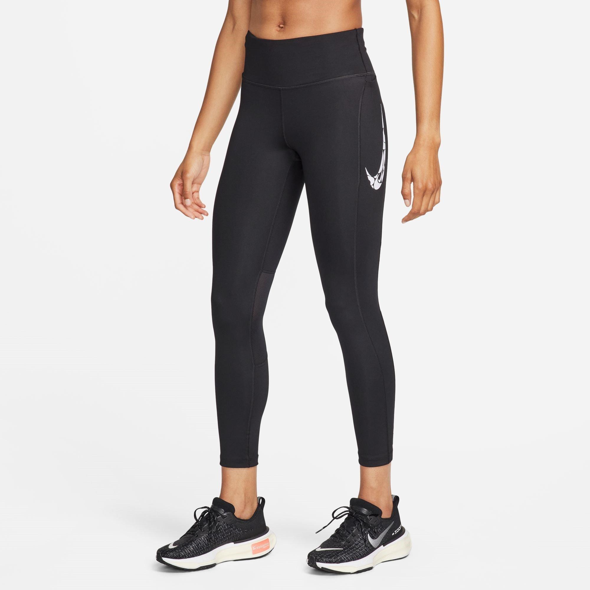 Black - Nike - Swoosh Fast Women's Mid-Rise 7/8 Leggings - 1