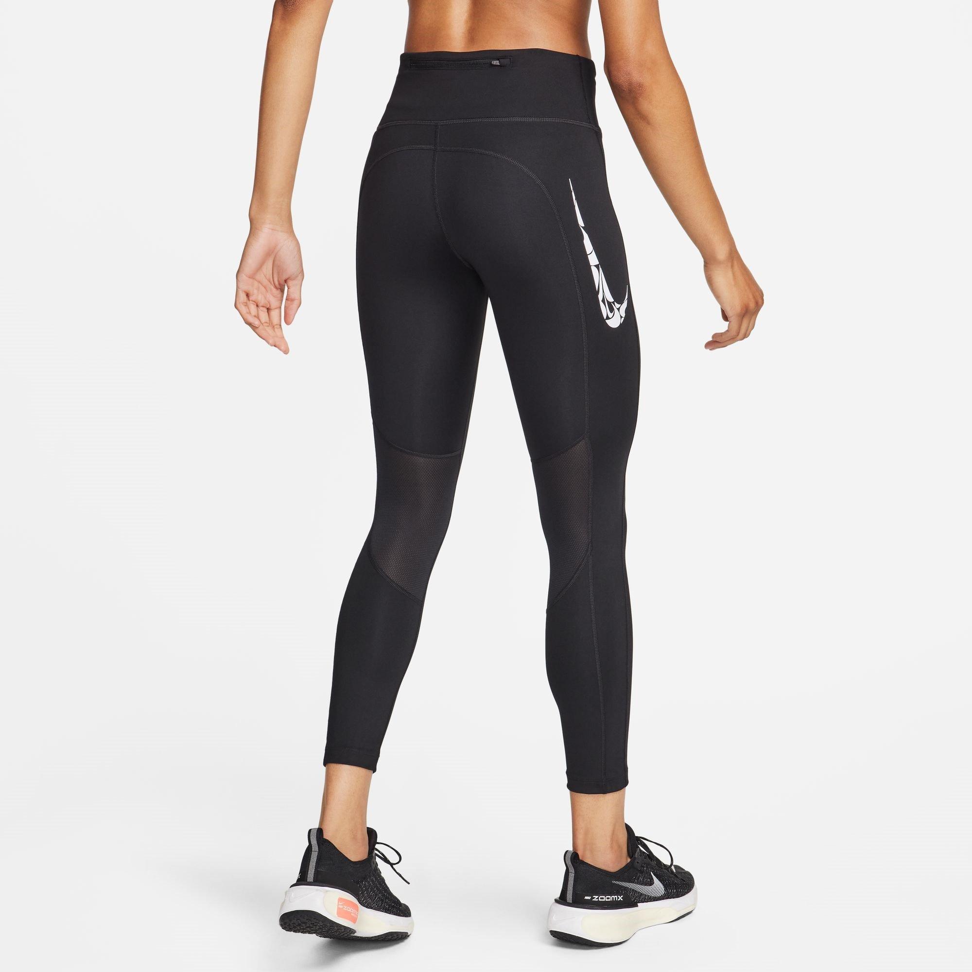 Black - Nike - Swoosh Fast Women's Mid-Rise 7/8 Leggings - 2