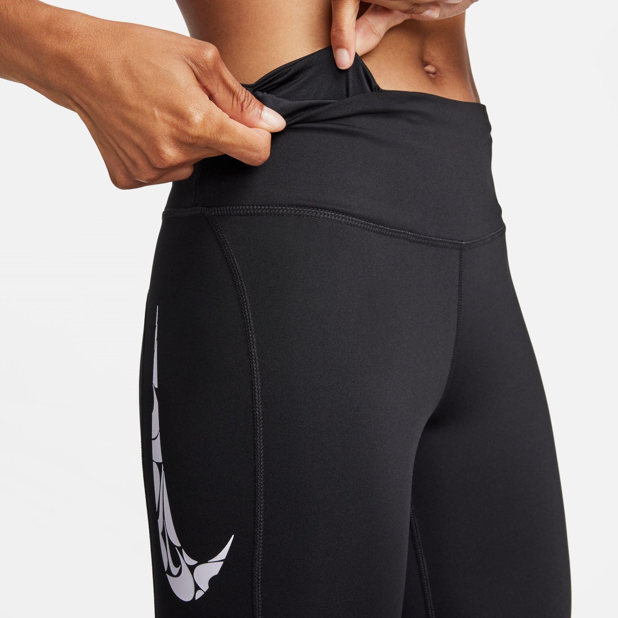 Black - Nike - Swoosh Fast Women's Mid-Rise 7/8 Leggings - 5