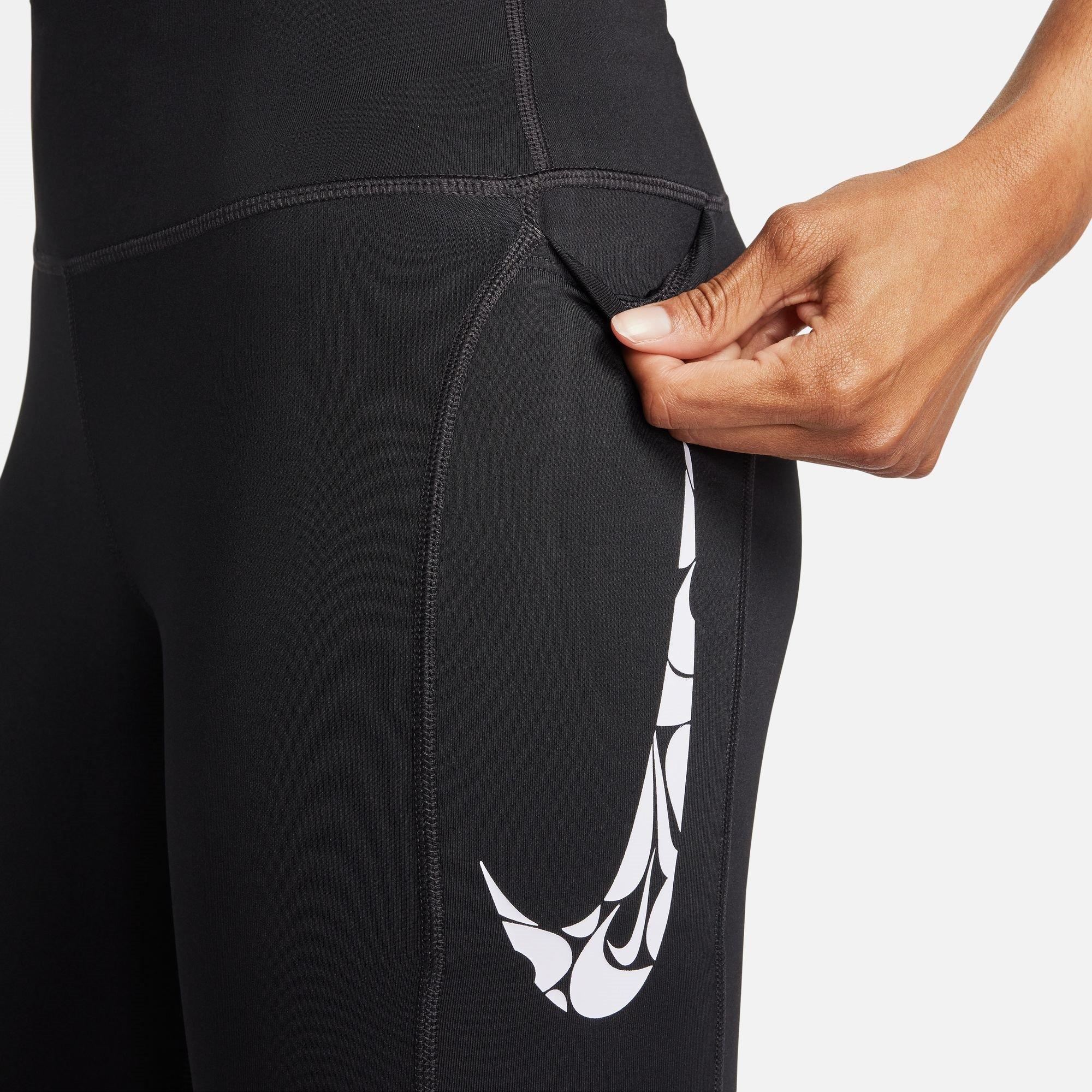 Black - Nike - Swoosh Fast Women's Mid-Rise 7/8 Leggings - 7