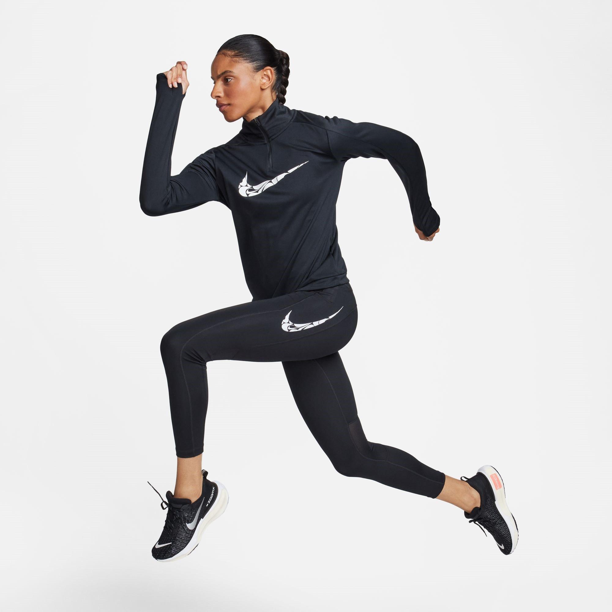 Black - Nike - Swoosh Fast Women's Mid-Rise 7/8 Leggings - 9