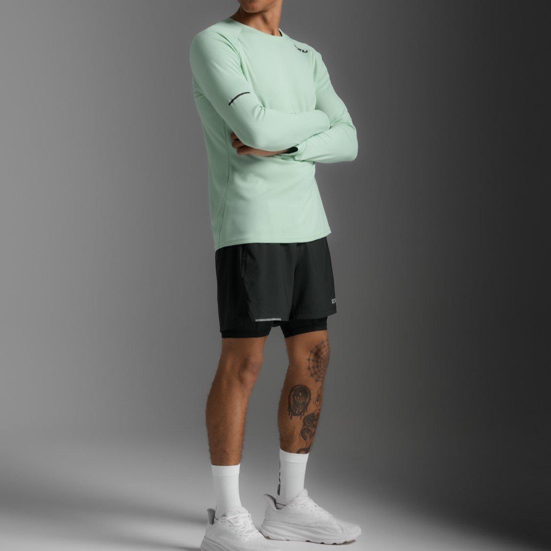 D.Mint/Blk Ref - 2XU - Men's Aero Long Sleeve Performance Running Top - 3