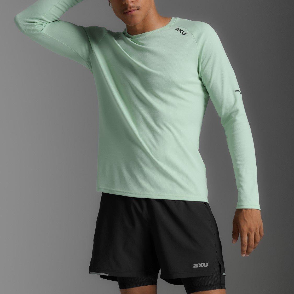 D.Mint/Blk Ref - 2XU - Men's Aero Long Sleeve Performance Running Top - 4