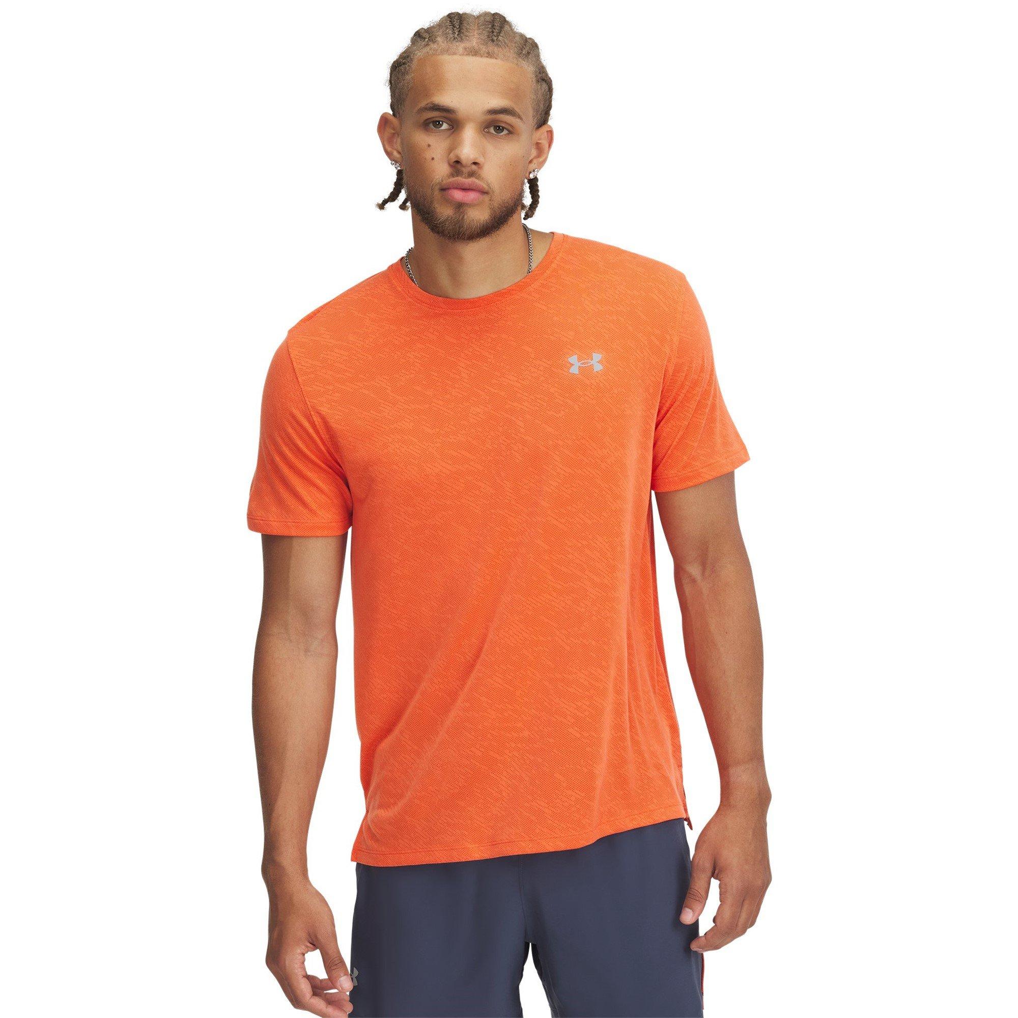 Under Armour Men's Launch Camo Short-Sleeve Performance Top - Orange - XS