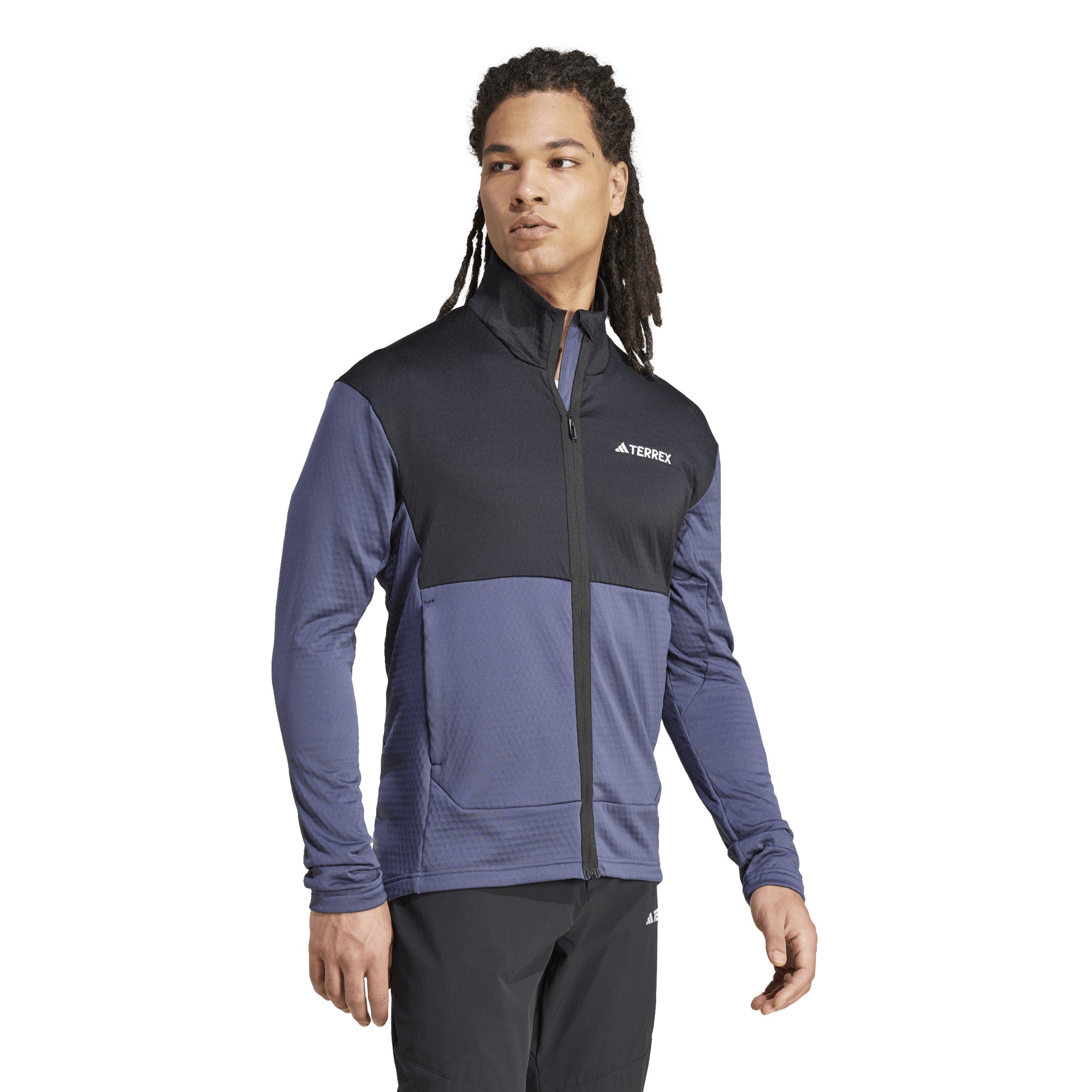 Mornarsko plava/crna - adidas - Men's Terrex Fleece Long Sleeve Slim Fit Performance Running Jacket - 6