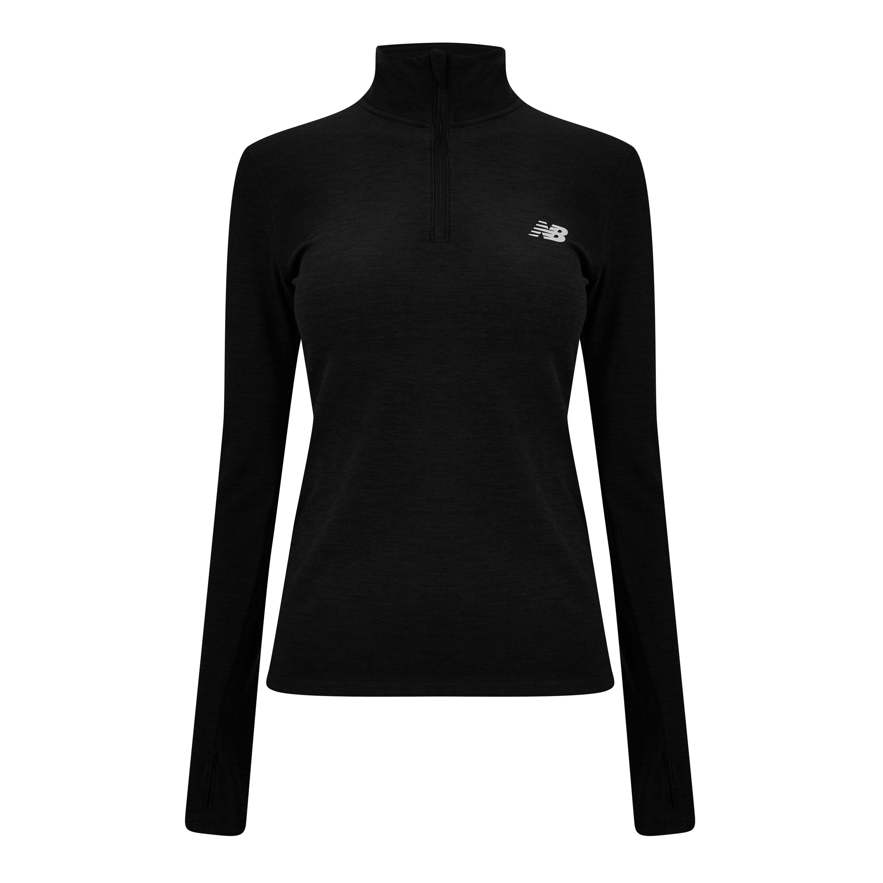 Black - New Balance - Womens Running Space Dye Quarter Zip - 1