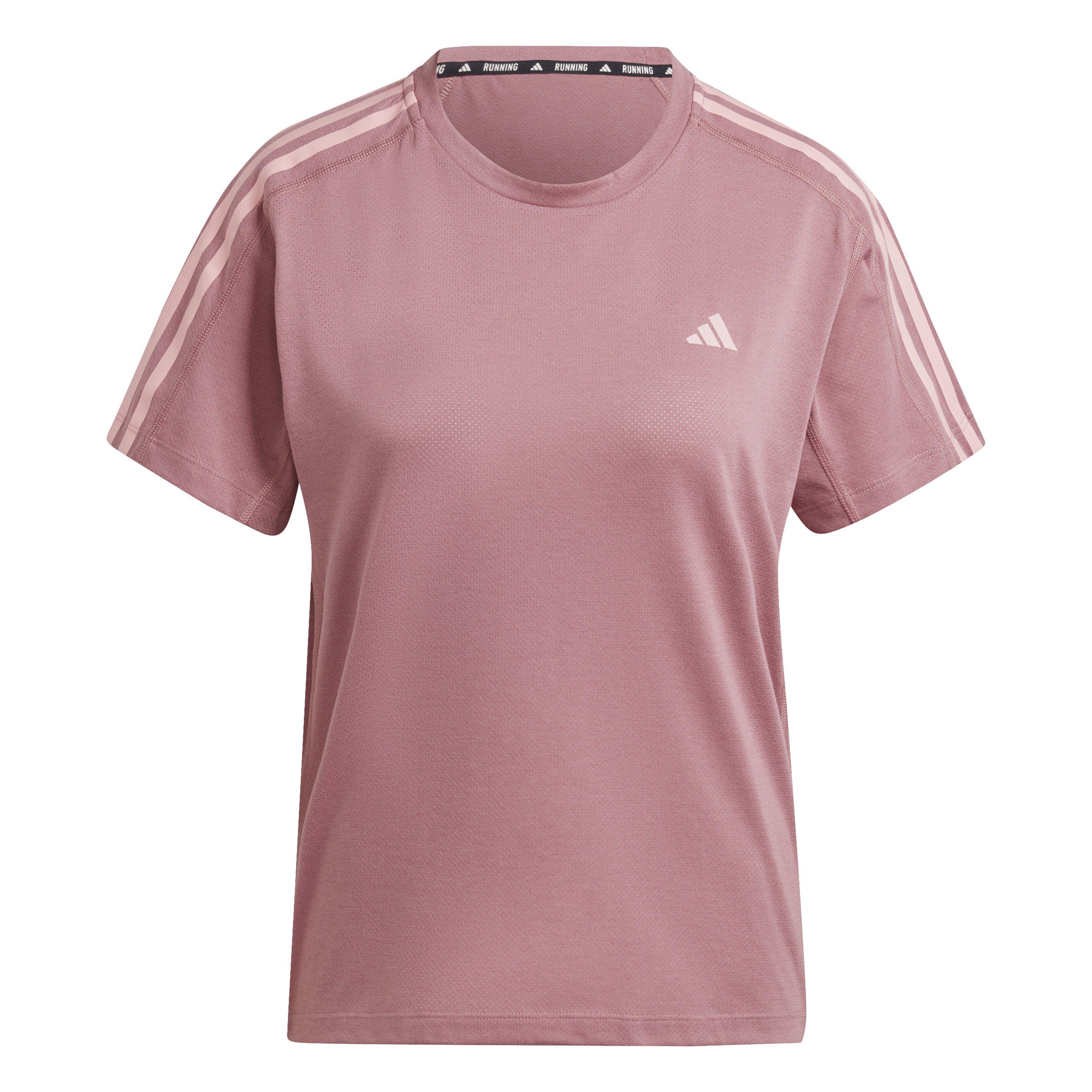 Adidas Women's Own The Run Three-Stripe T-Shirt - Crimson - 10 (S)