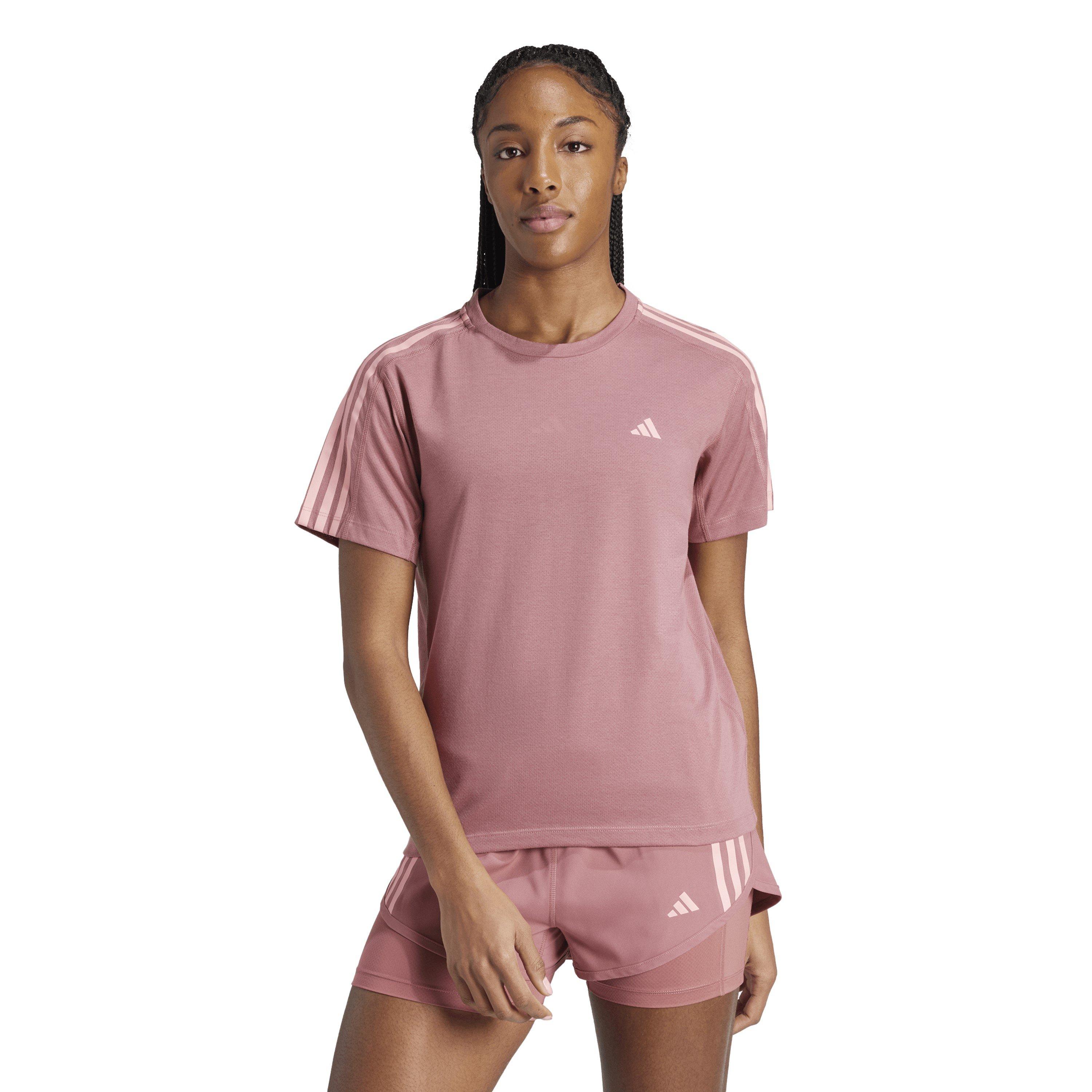 Crimson - adidas - Own The Run Three-Stripe T-Shirt Womens - 2
