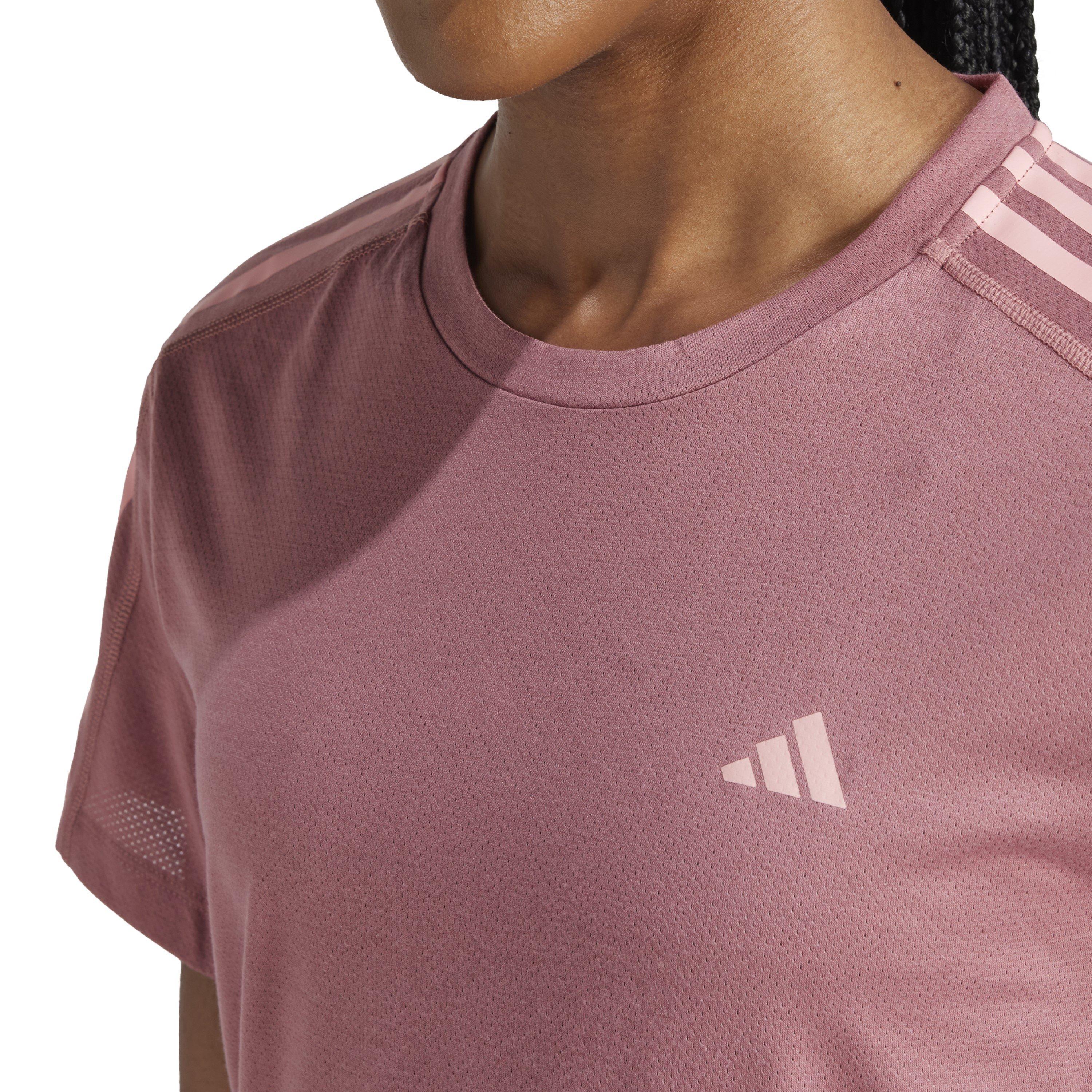 Crimson - adidas - Own The Run Three-Stripe T-Shirt Womens - 4