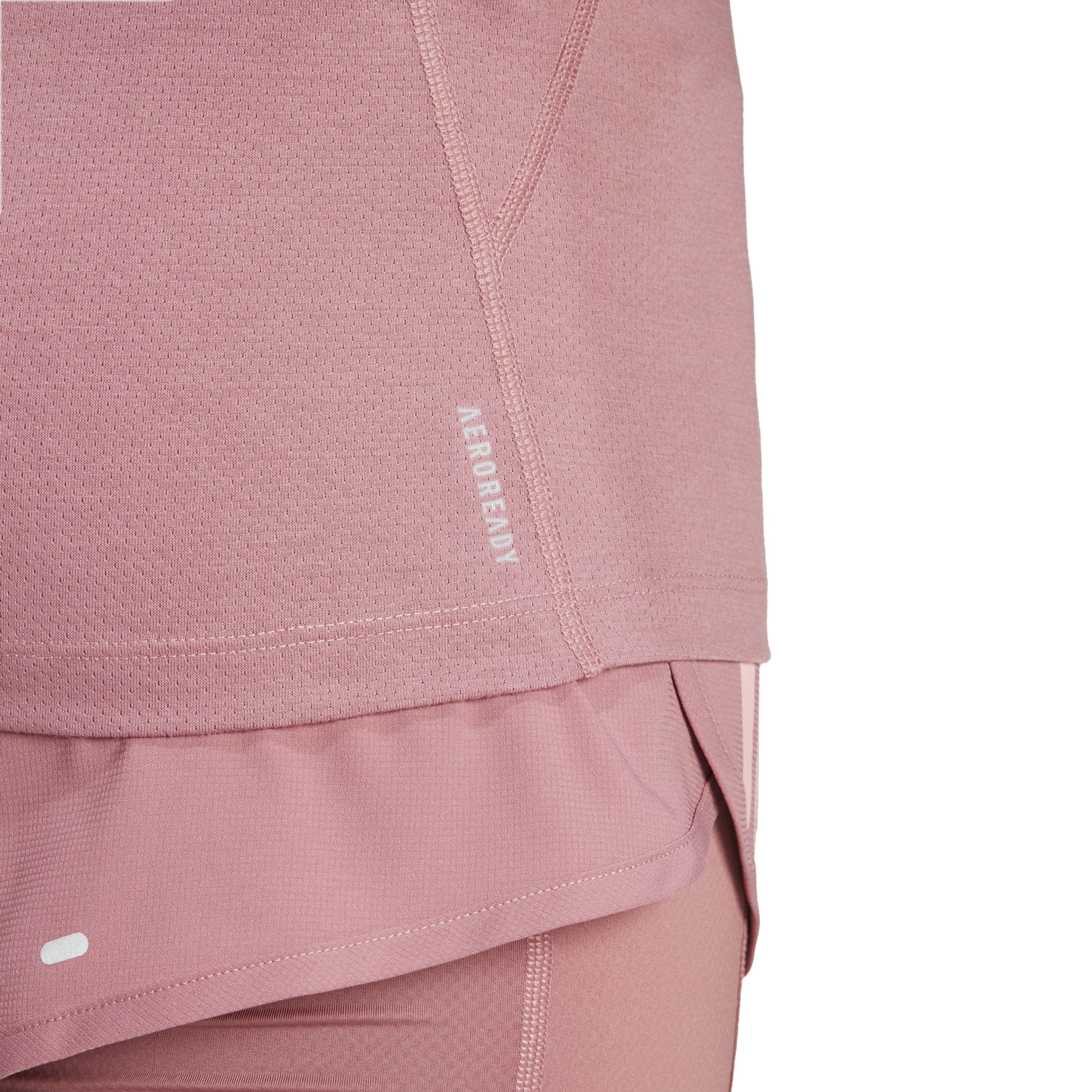 Crimson - adidas - Own The Run Three-Stripe T-Shirt Womens - 5