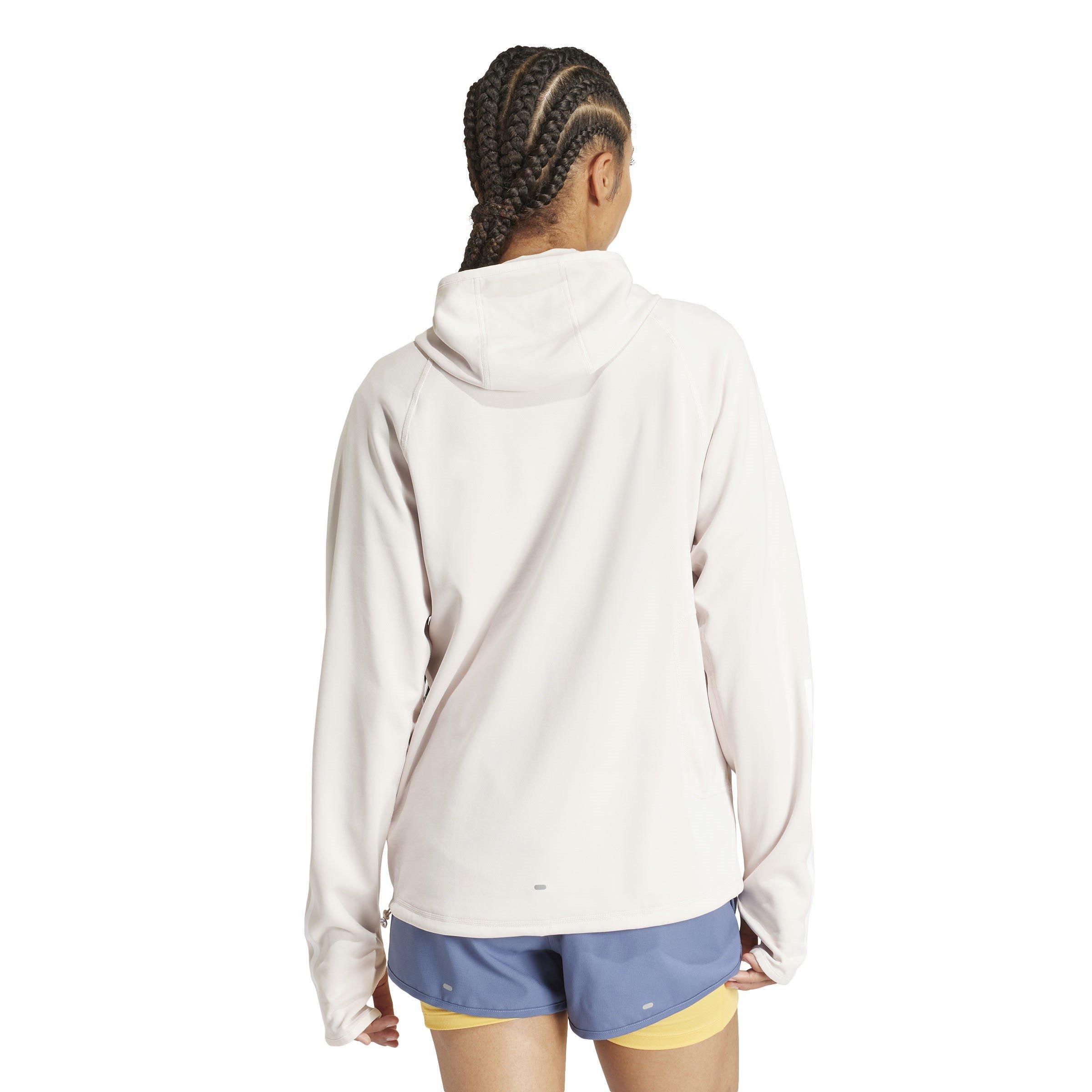 Mauve - adidas - Own The Run 3-Stripes Hoodie Womens - 3