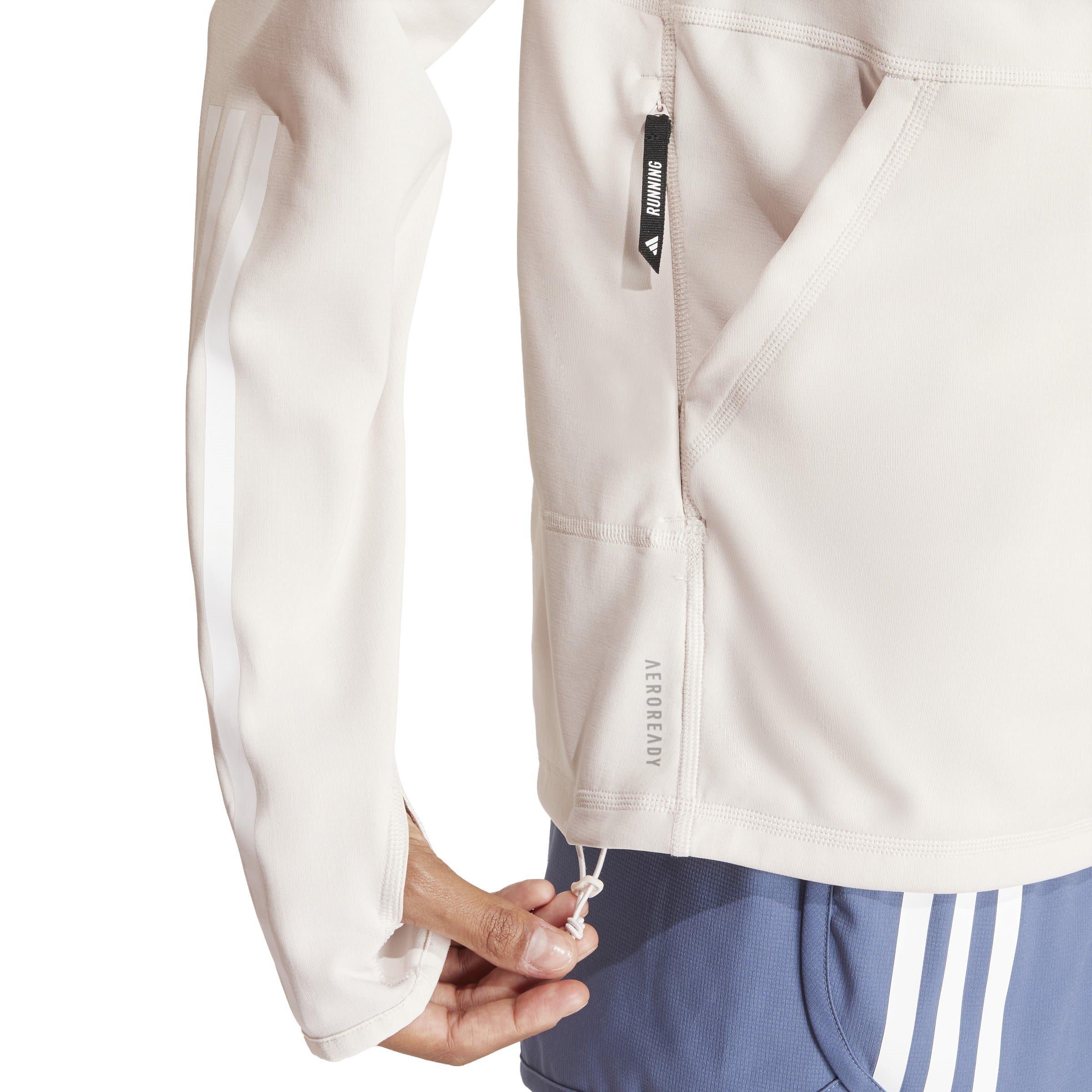 Mauve - adidas - Own The Run 3-Stripes Hoodie Womens - 6