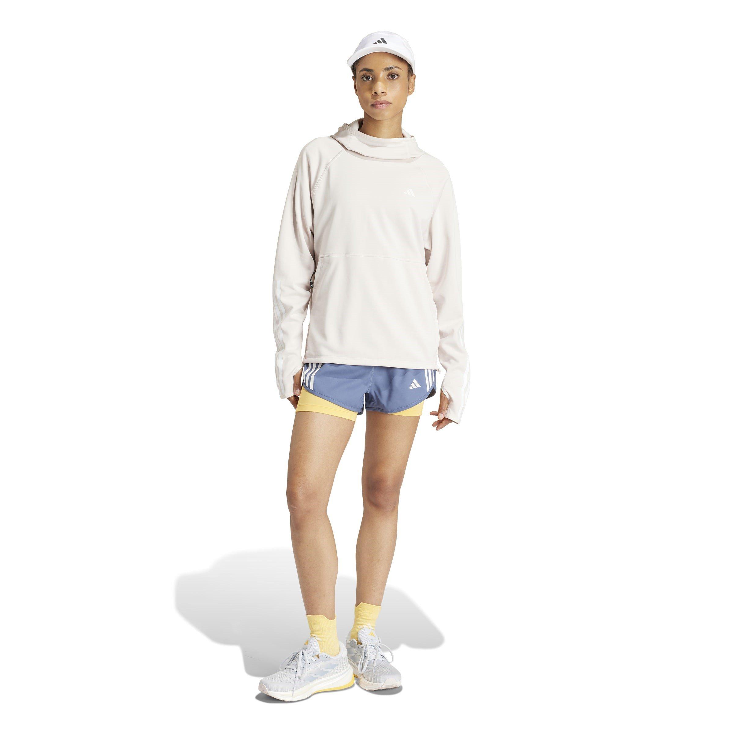 Mauve - adidas - Own The Run 3-Stripes Hoodie Womens - 7