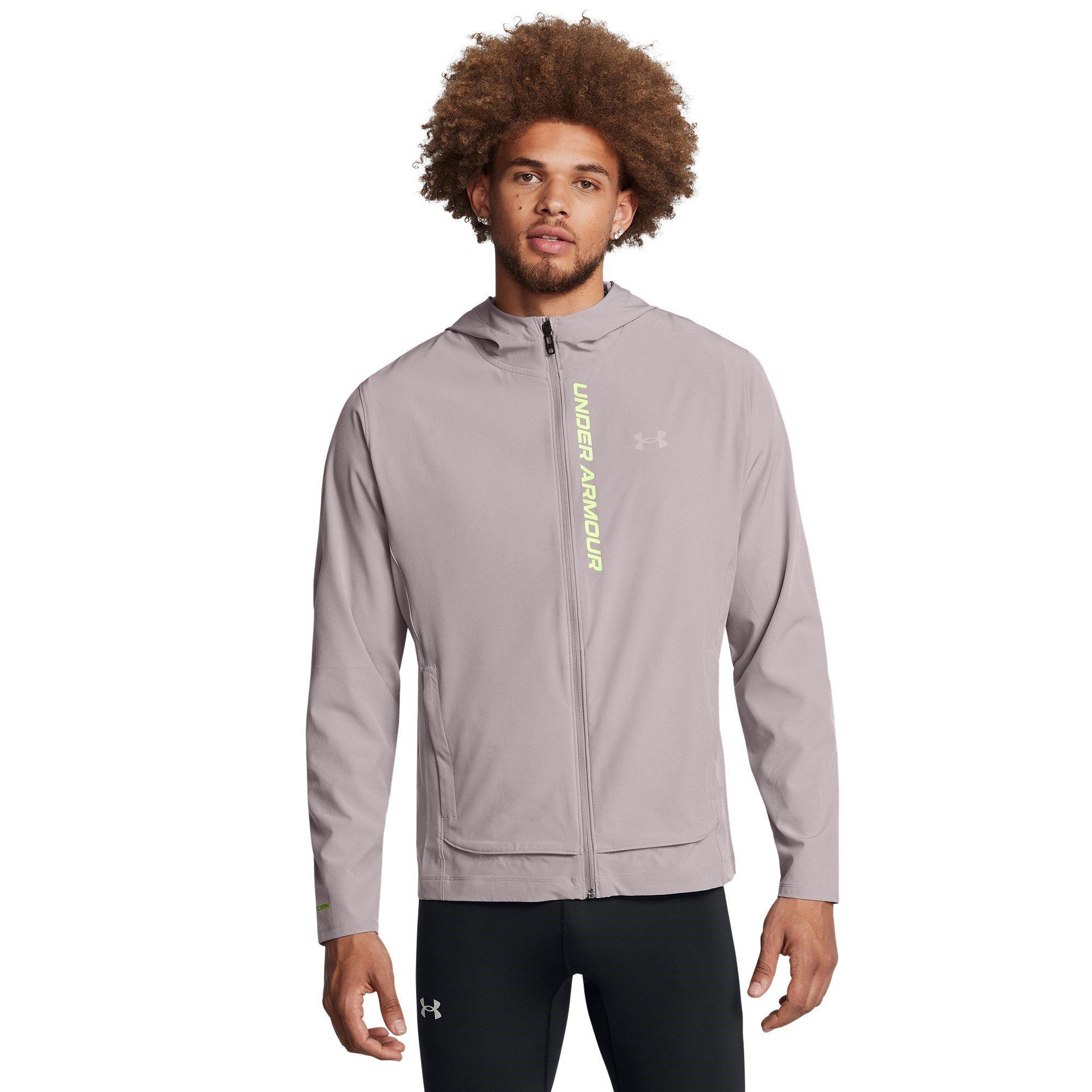 Grigio - Under Armour - Outrun The Storm Water-Resistant Moisture-Wicking Performance Running Jacket - 2