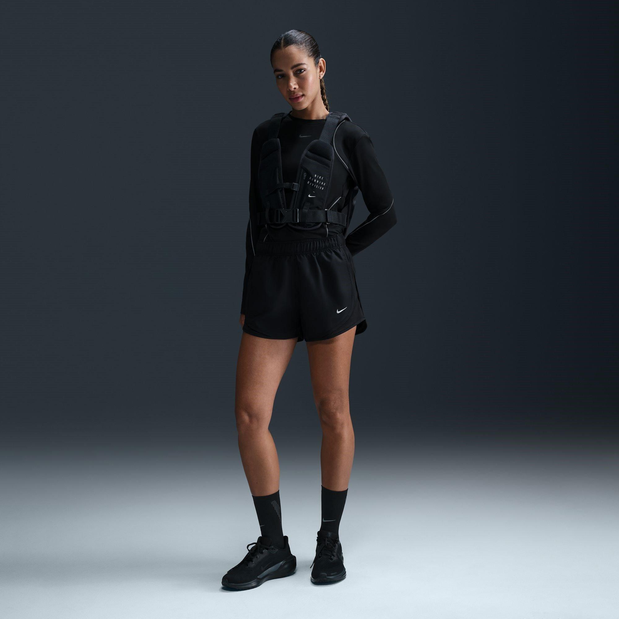 Schwarz - Nike - Tempo Women's Dri-FIT Mid-Rise Brief-Lined Running Shorts - 10