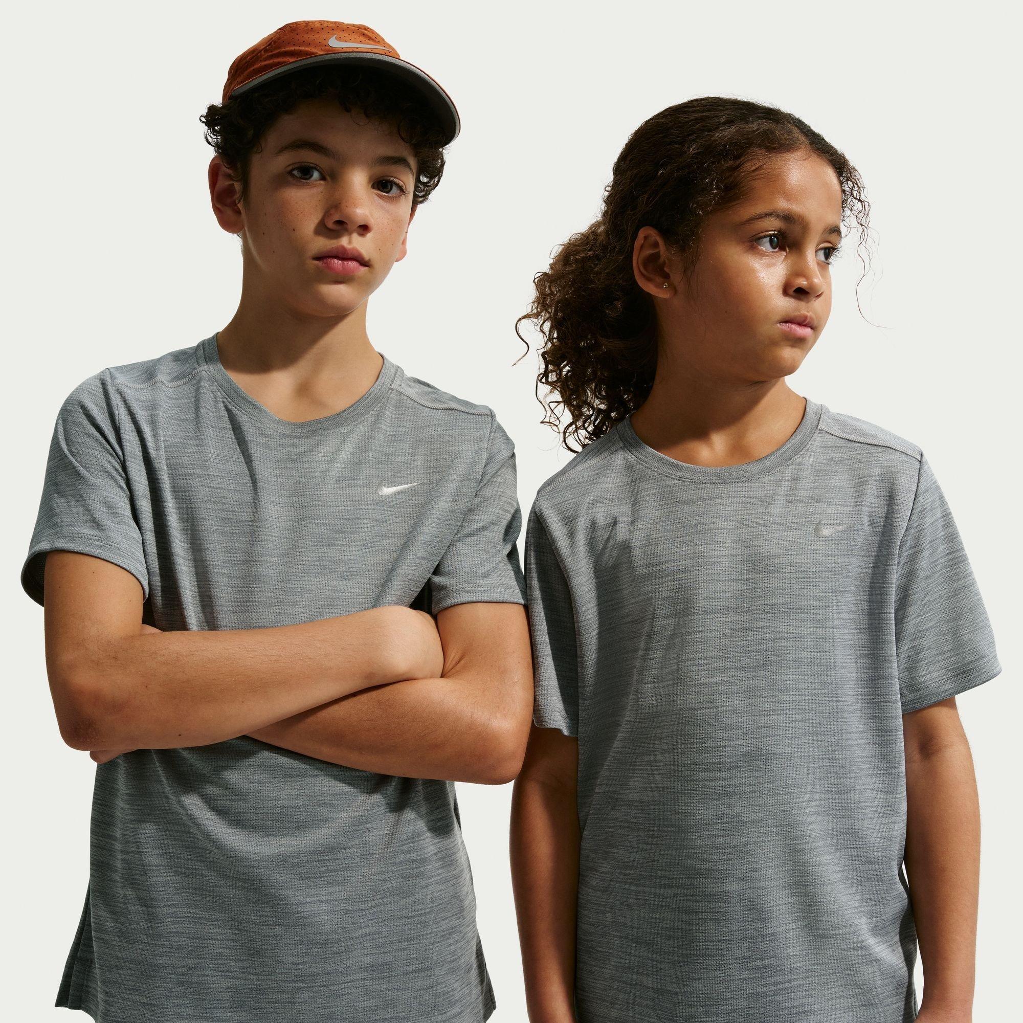 Nike  Smoke Grey Dri-Fit Miler Big Kids' (Boys') Training Top - 7-8 (S)