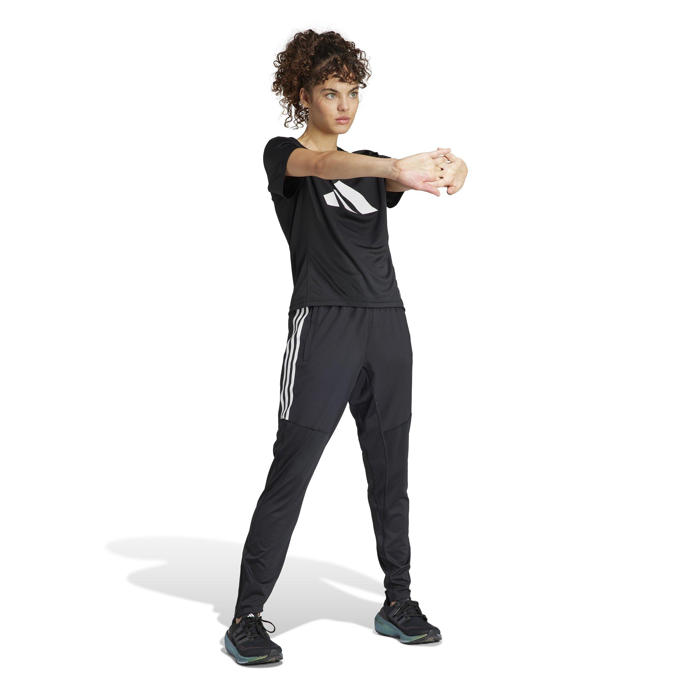 Black - adidas - Own The Run 3 Stripes Womens Performance Pants - 4