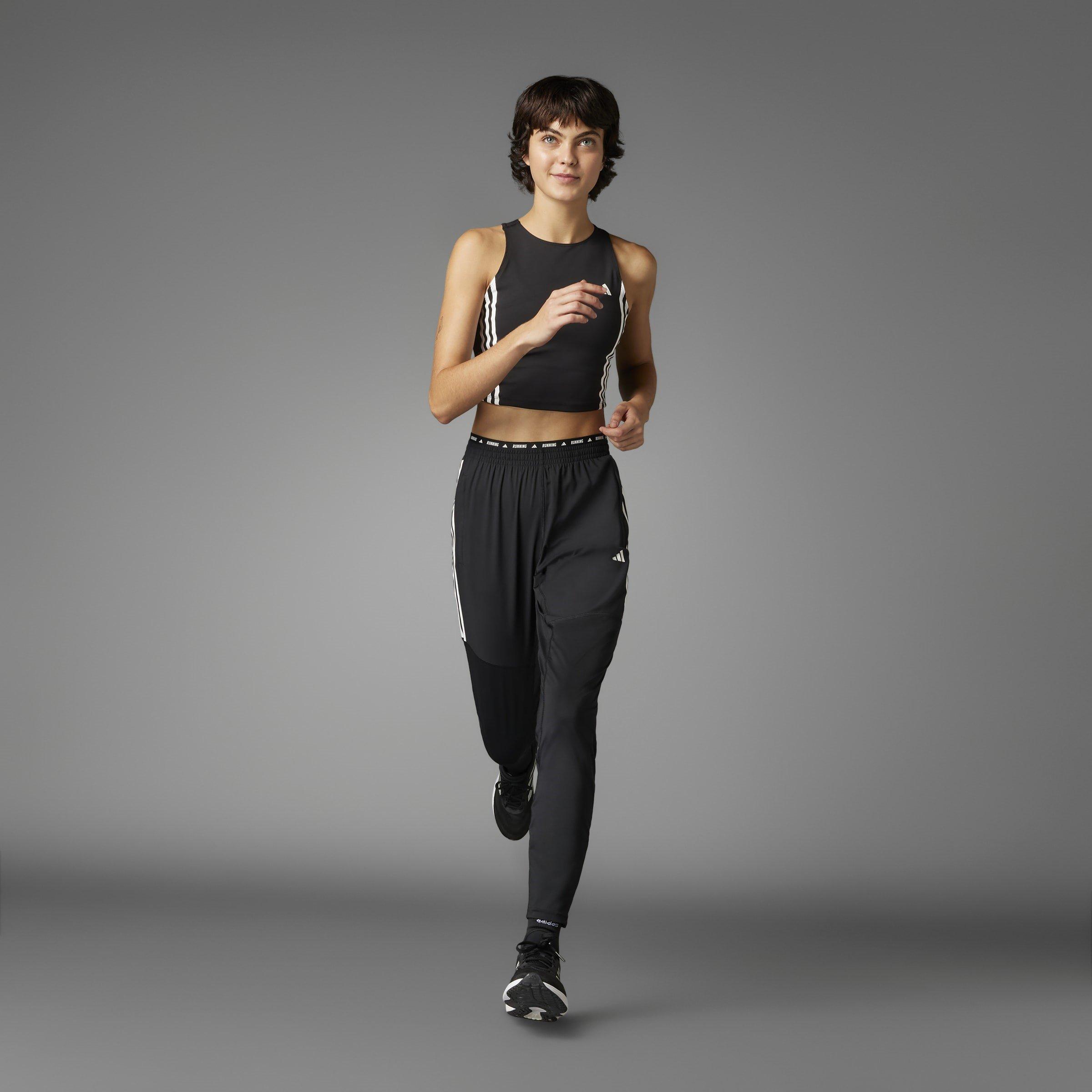 Black - adidas - Own The Run 3 Stripes Womens Performance Pants - 9