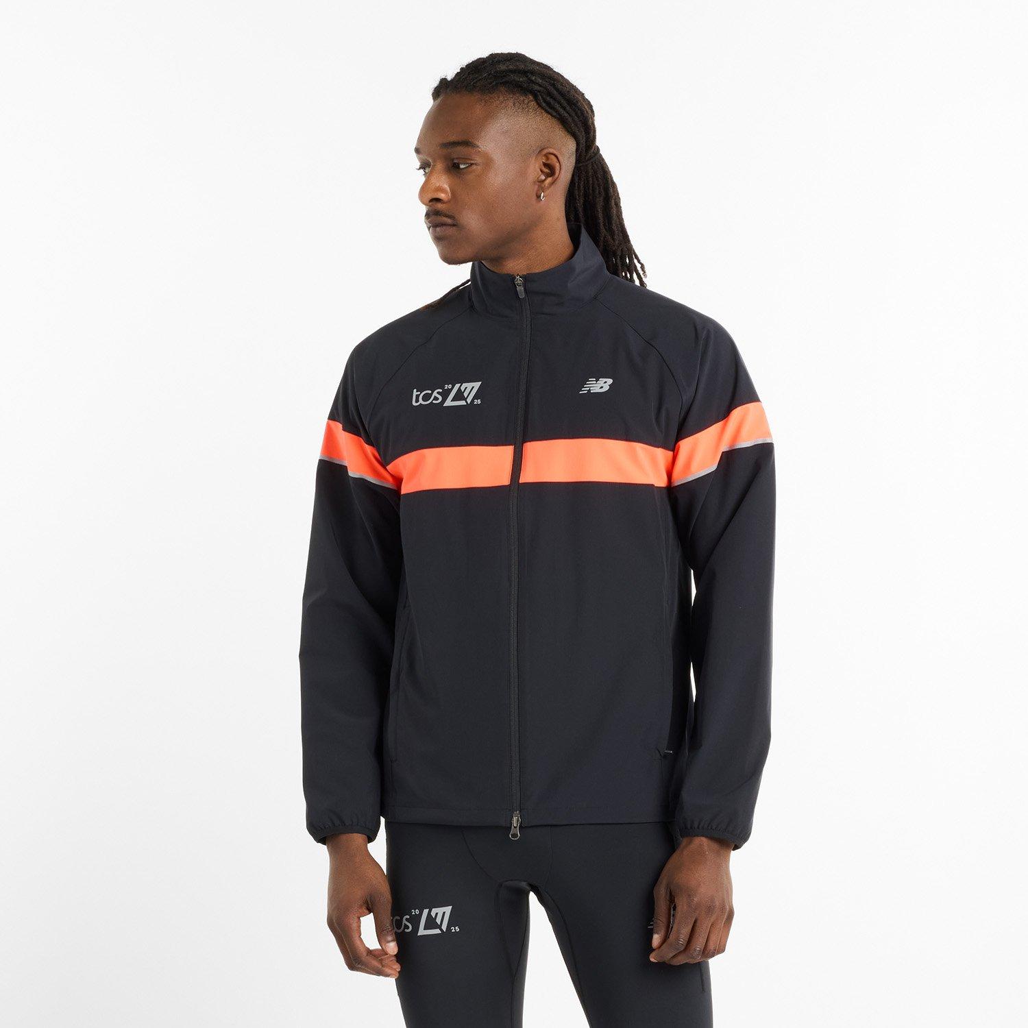 Preto/Vermelho - New Balance - Marathon Weather-Resistant Moisture-Wicking Performance Running Jacket - 3