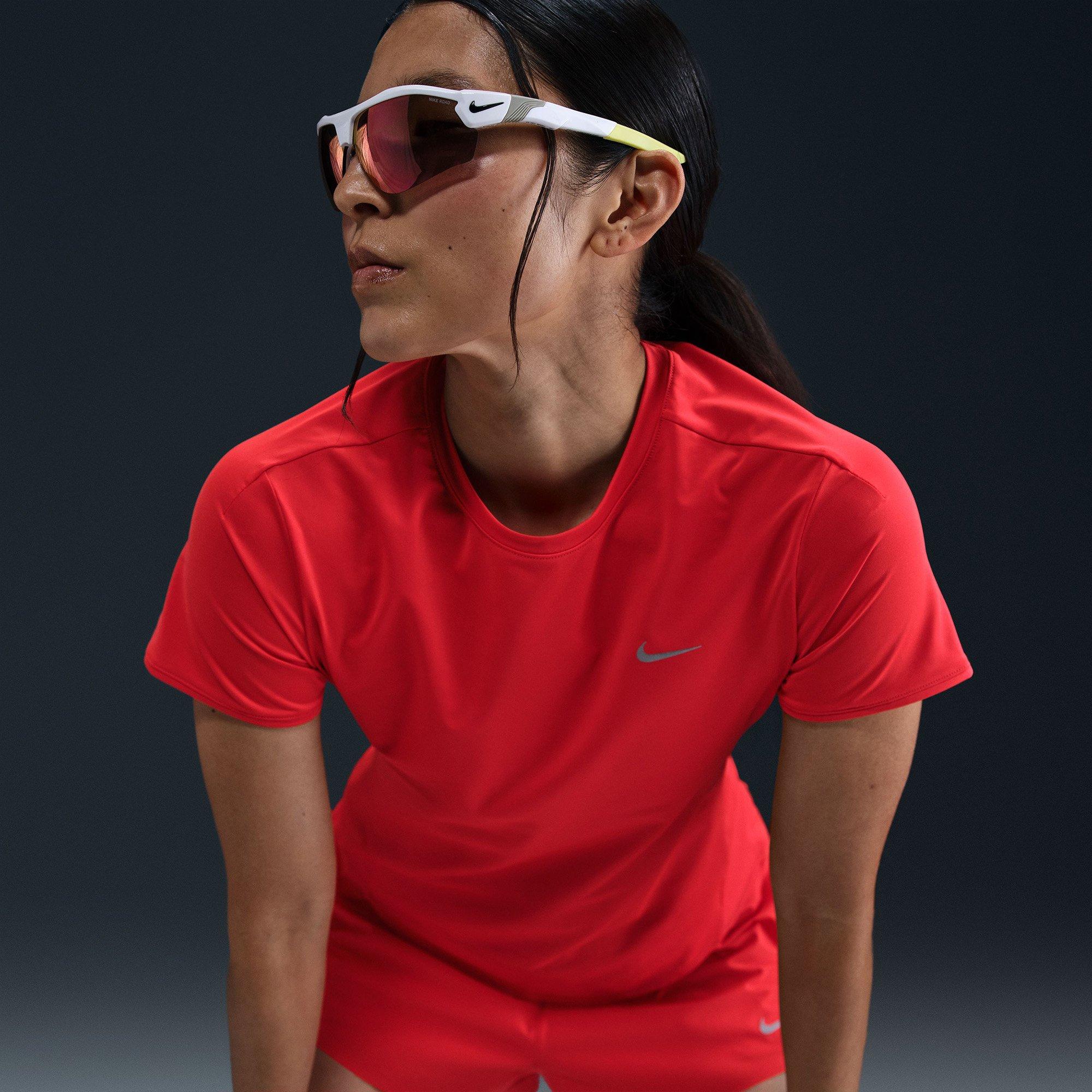 Crimson/Silver - Nike - Swift Womens Dri-FIT Running T-Shirt - 4