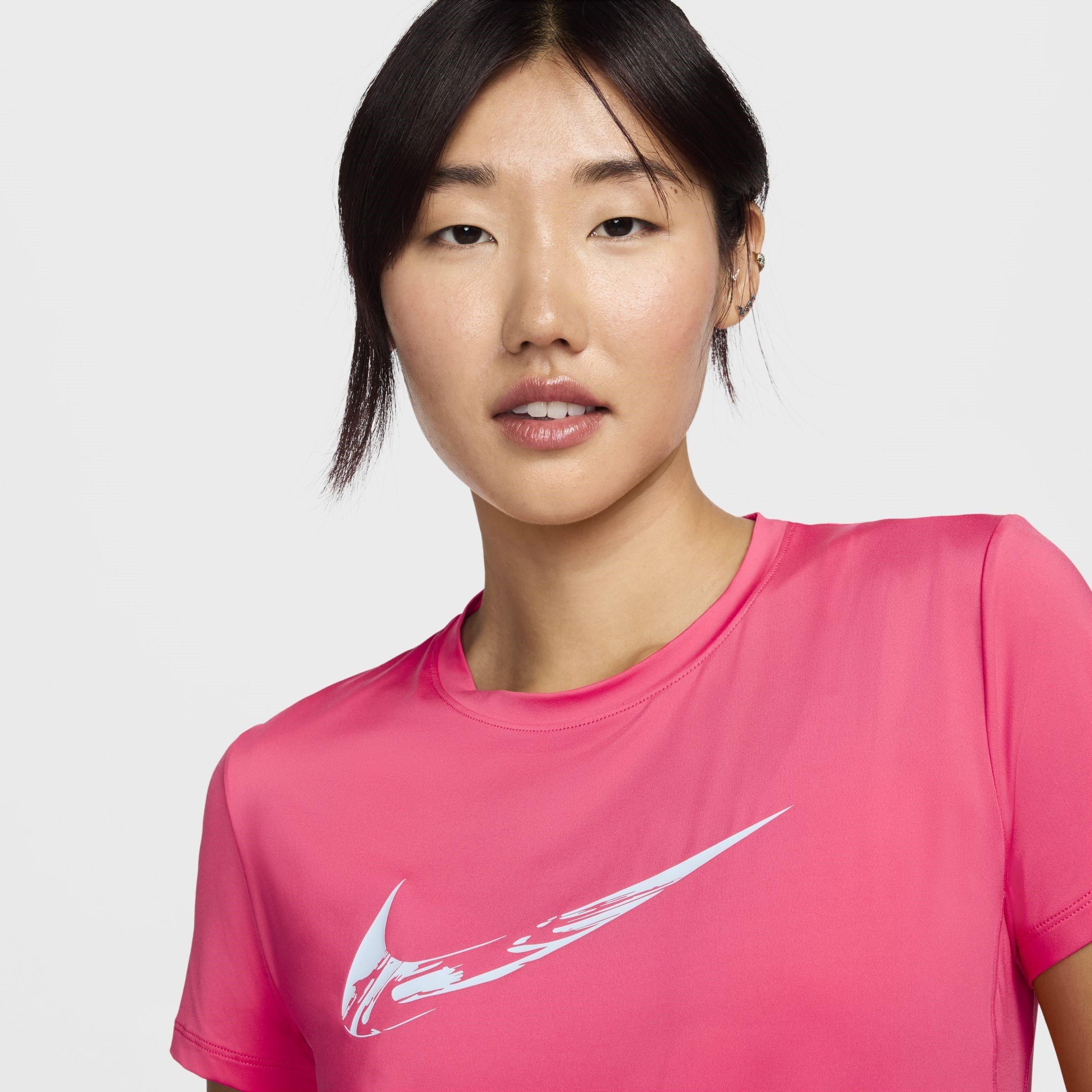Aster Pink/Blue - Nike - Dri FIT One Graphic Womens Running T Shirt - 3