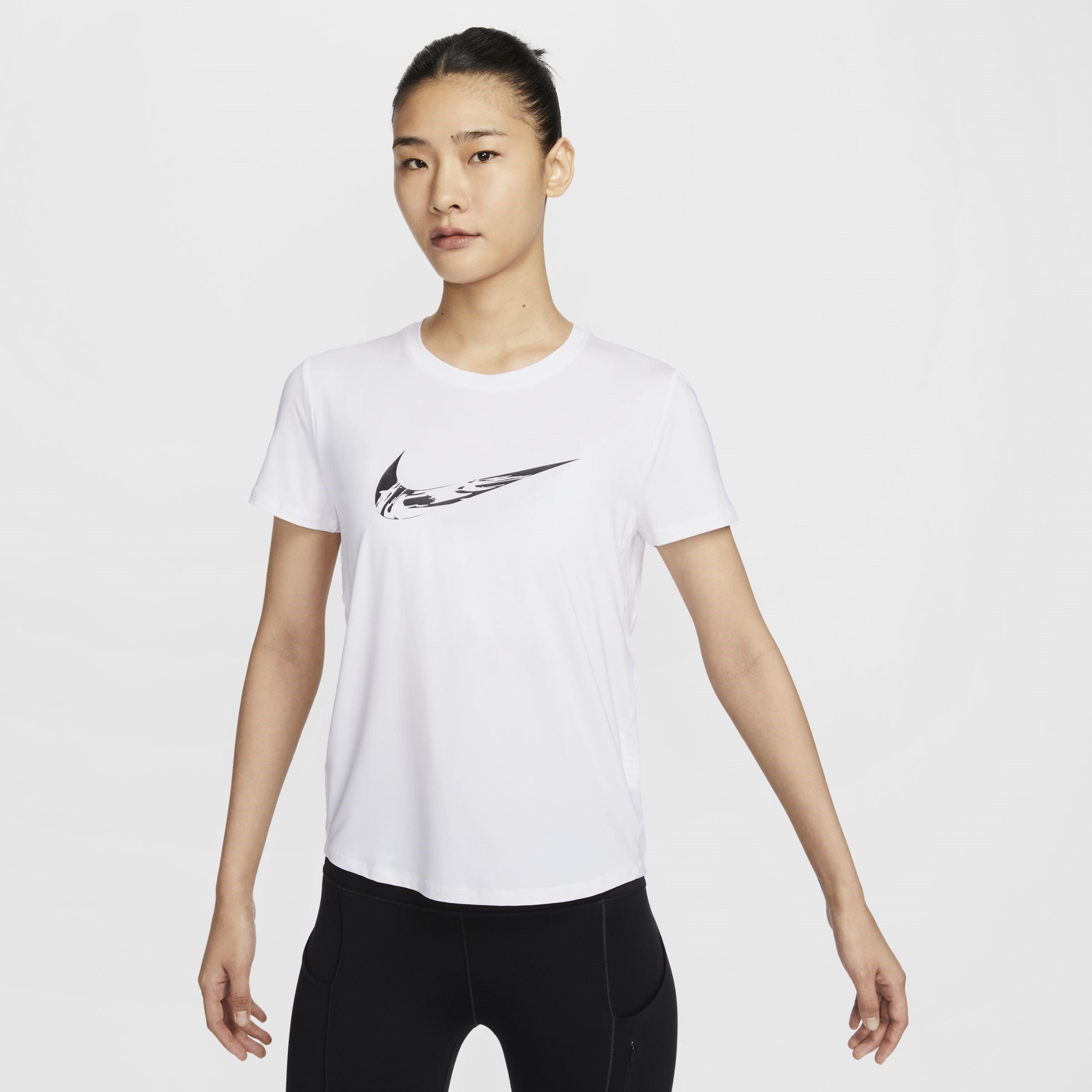 White/Black - Nike - Dri FIT One Graphic Womens Running T Shirt - 1