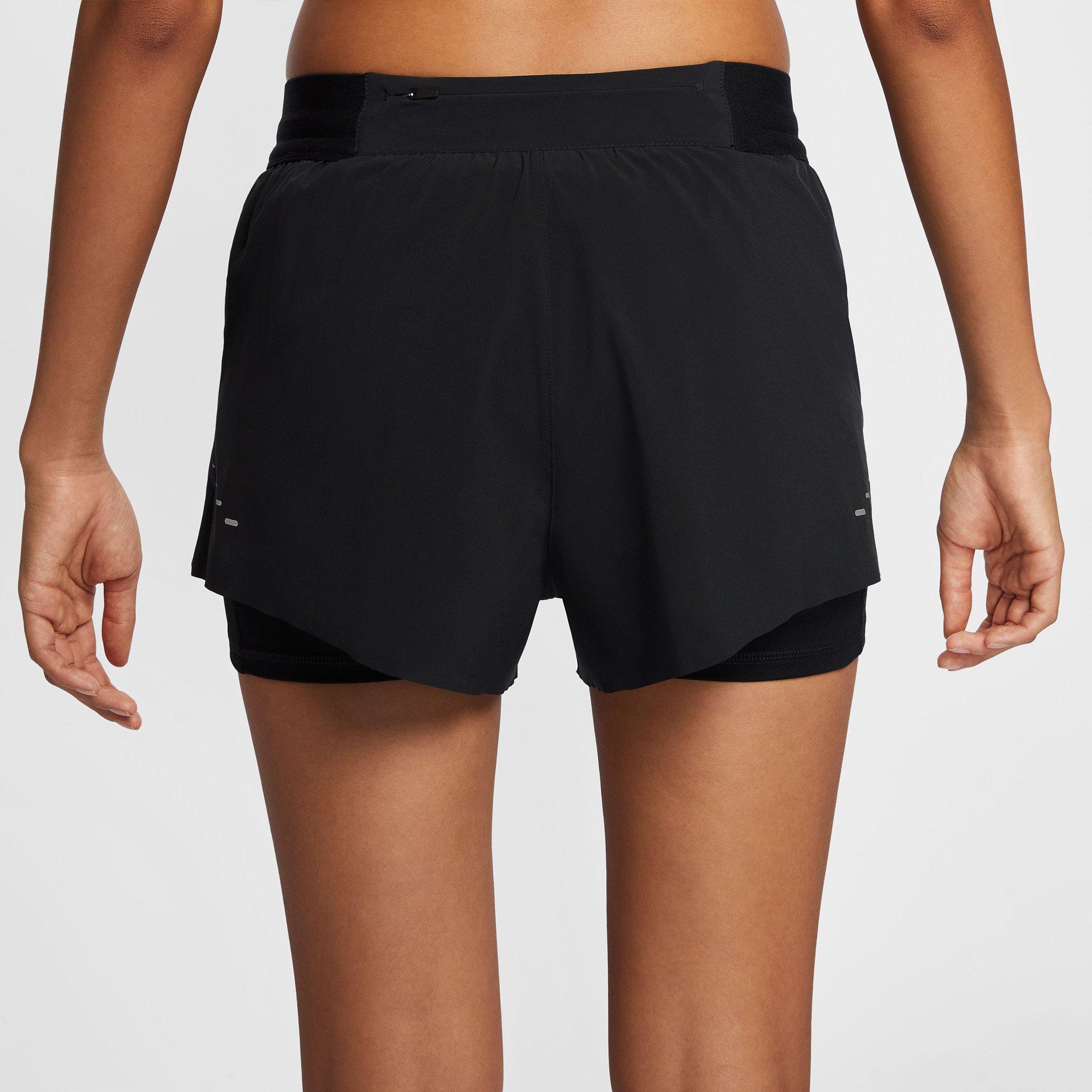Black/R.Silver - Nike - Swift Womens Dri-FIT Mid-Rise 2-in-1 Running Shorts - 2