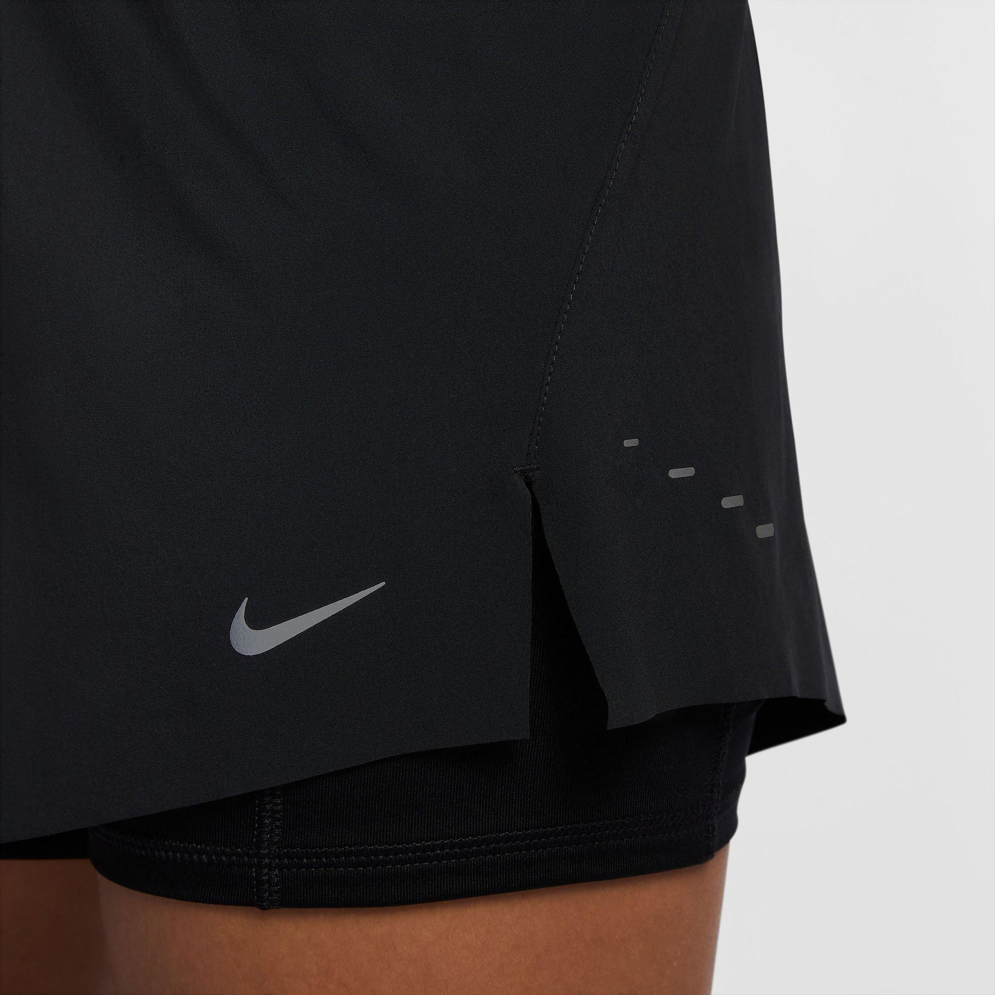 Black/R.Silver - Nike - Swift Womens Dri-FIT Mid-Rise 2-in-1 Running Shorts - 6