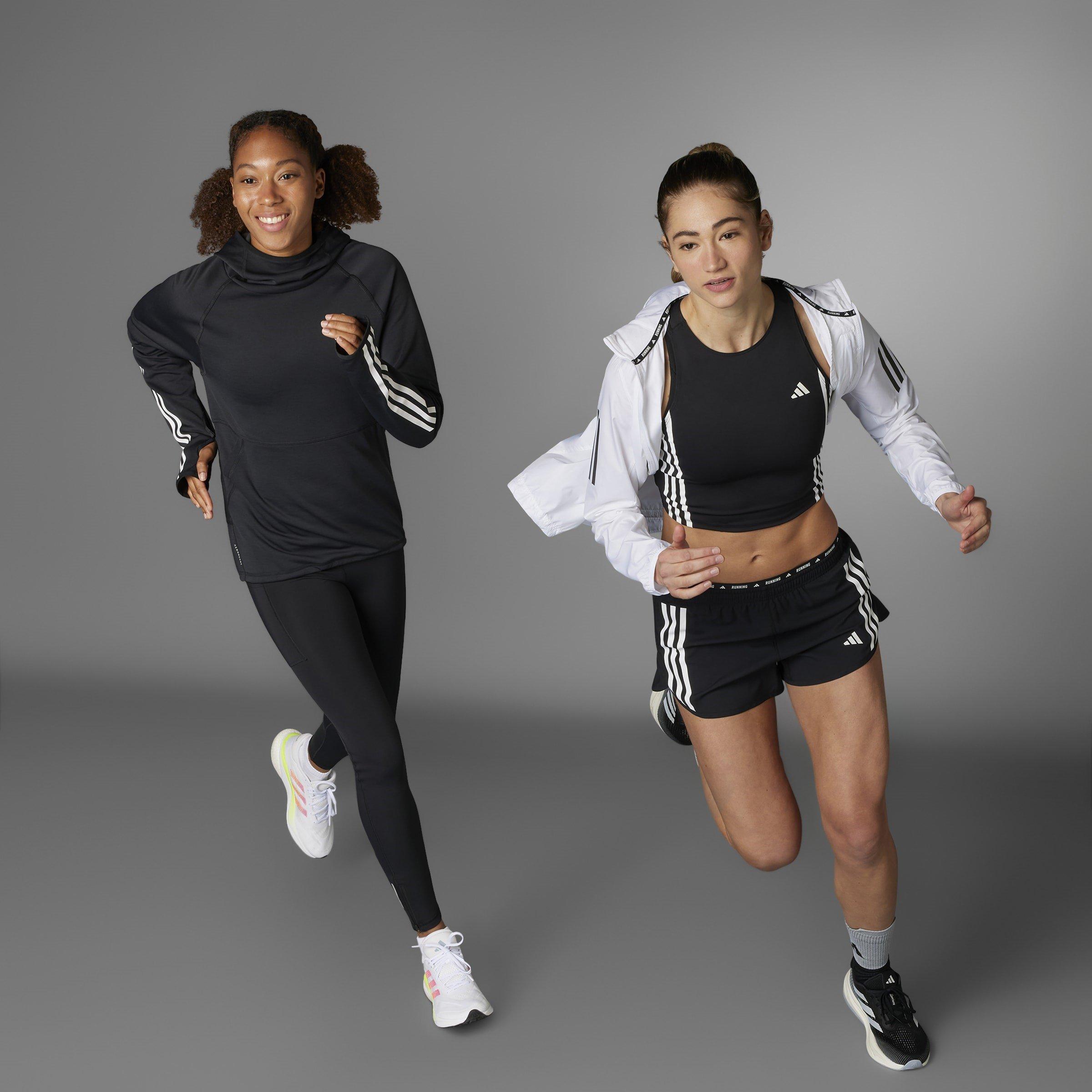 Black - adidas - adidas Own The Run 3-Stripes Womens Performance Shorts - 12