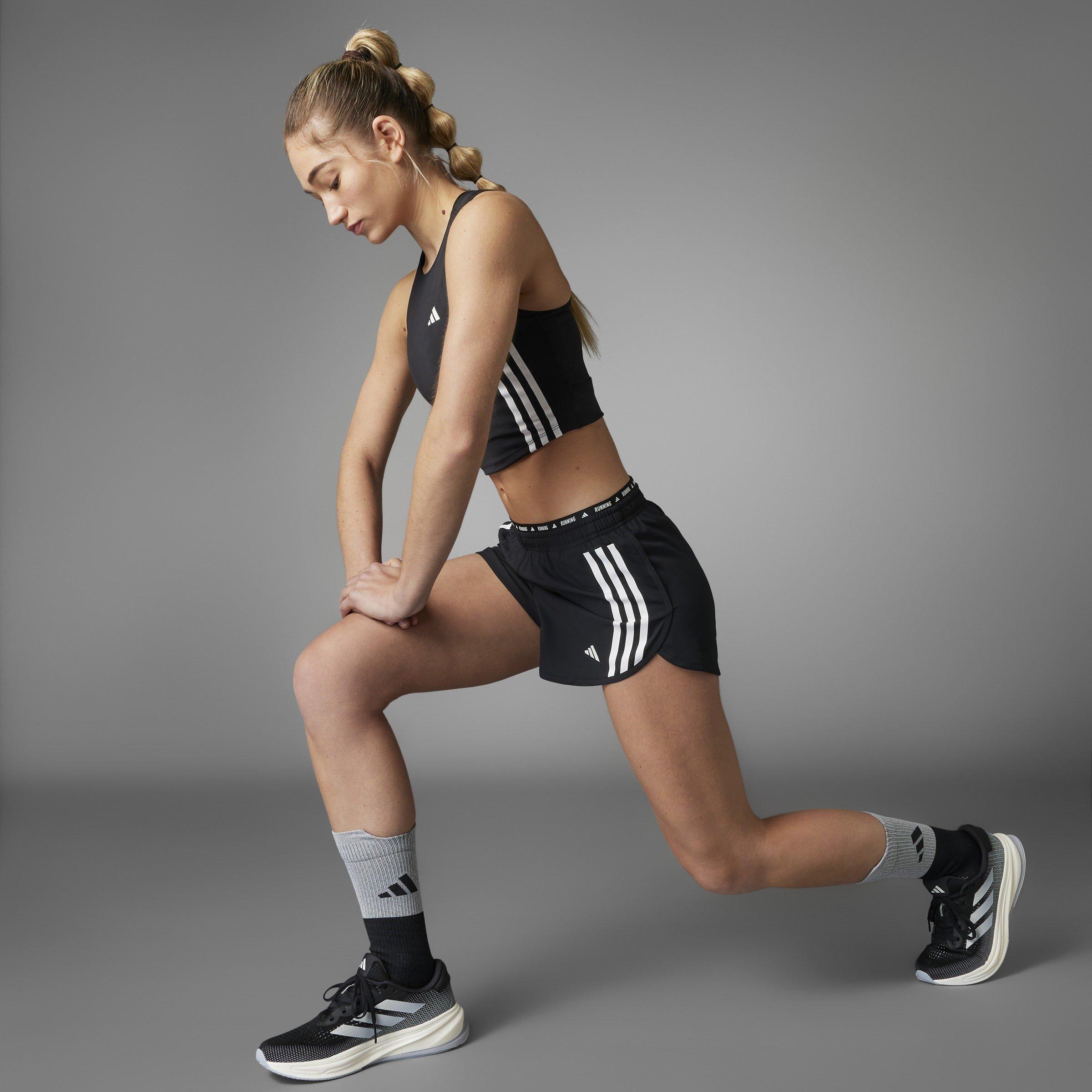 Black - adidas - adidas Own The Run 3-Stripes Womens Performance Shorts - 14