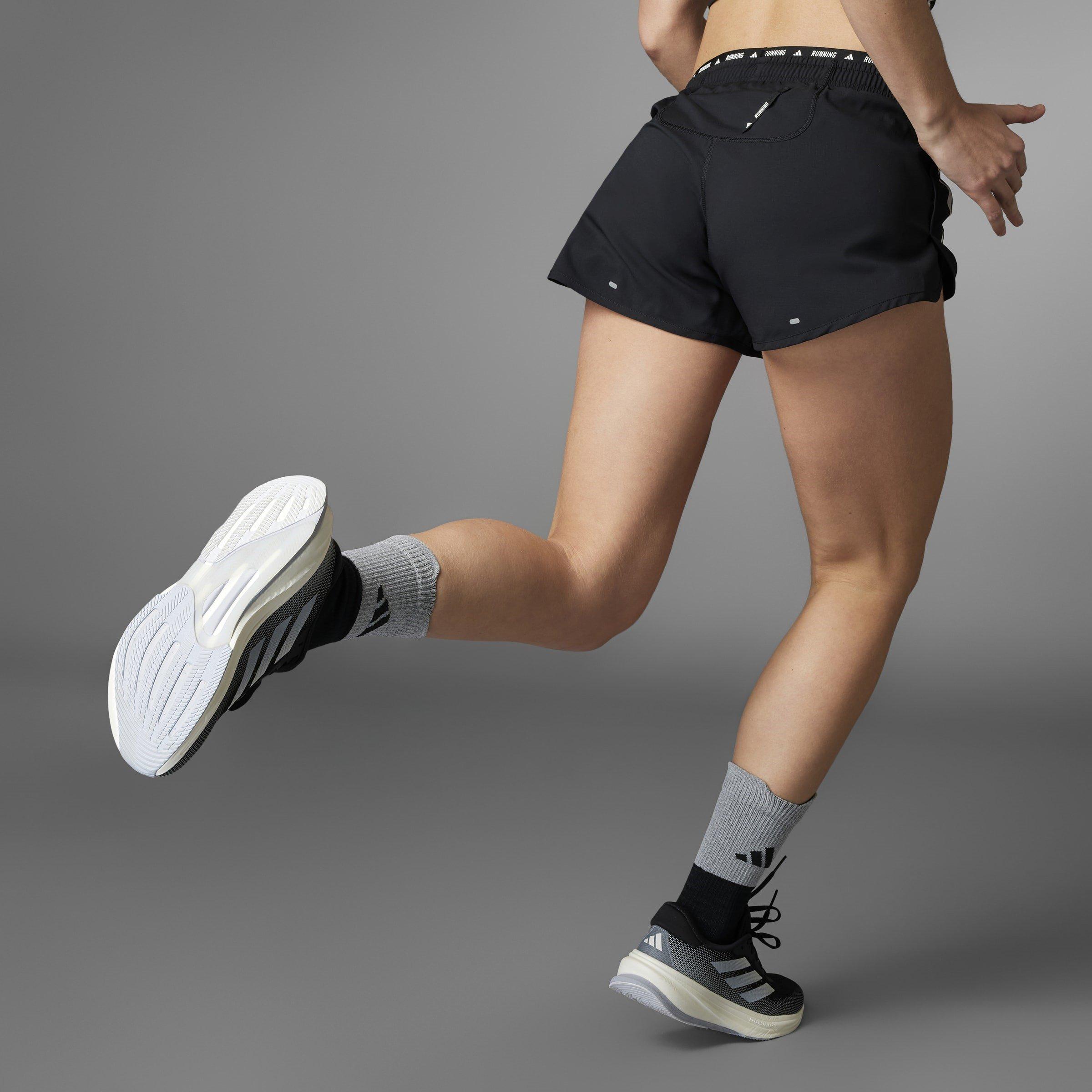 Black - adidas - adidas Own The Run 3-Stripes Womens Performance Shorts - 8